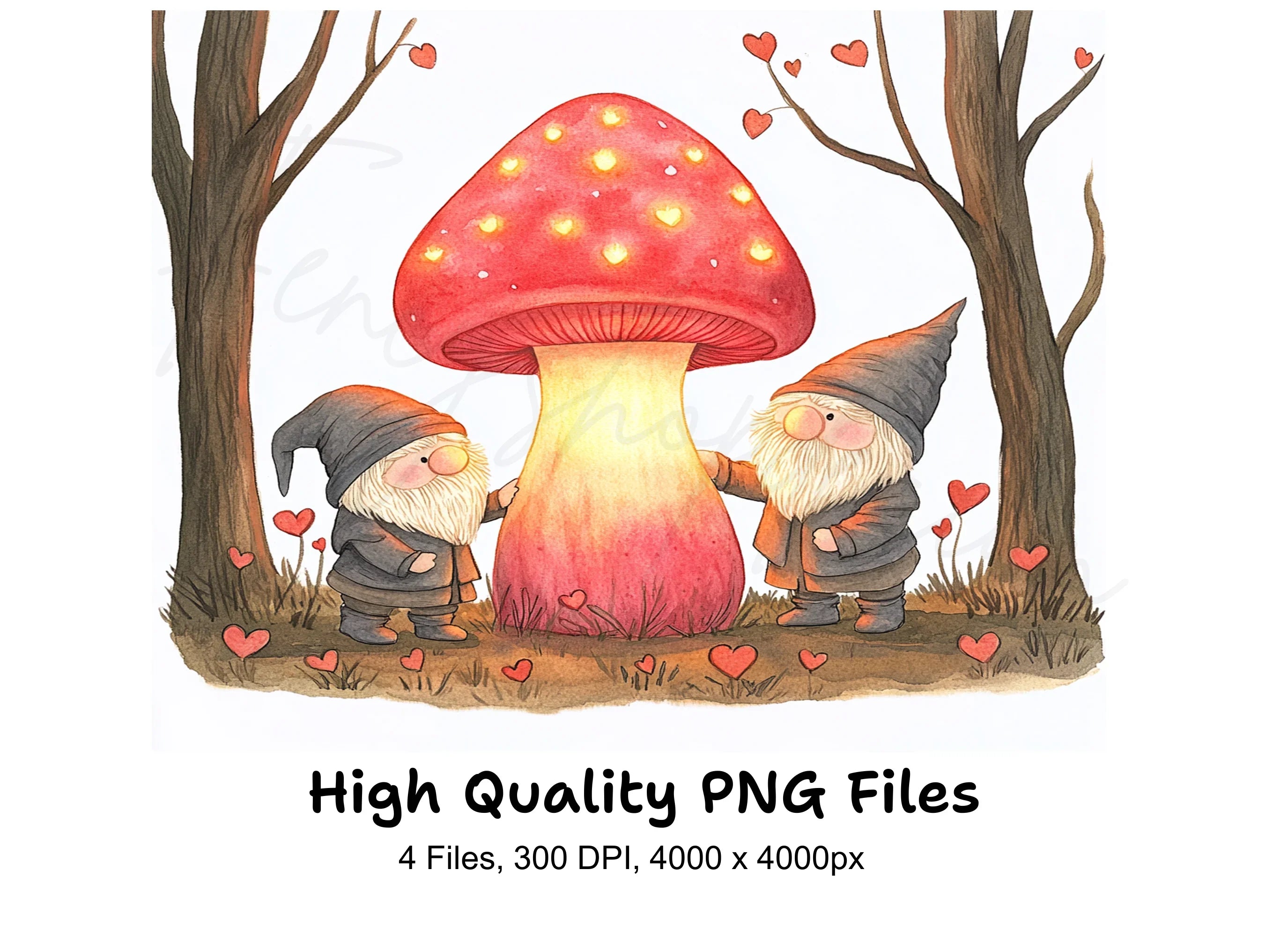 Gnome Love with Mushroom Clipart Bundle