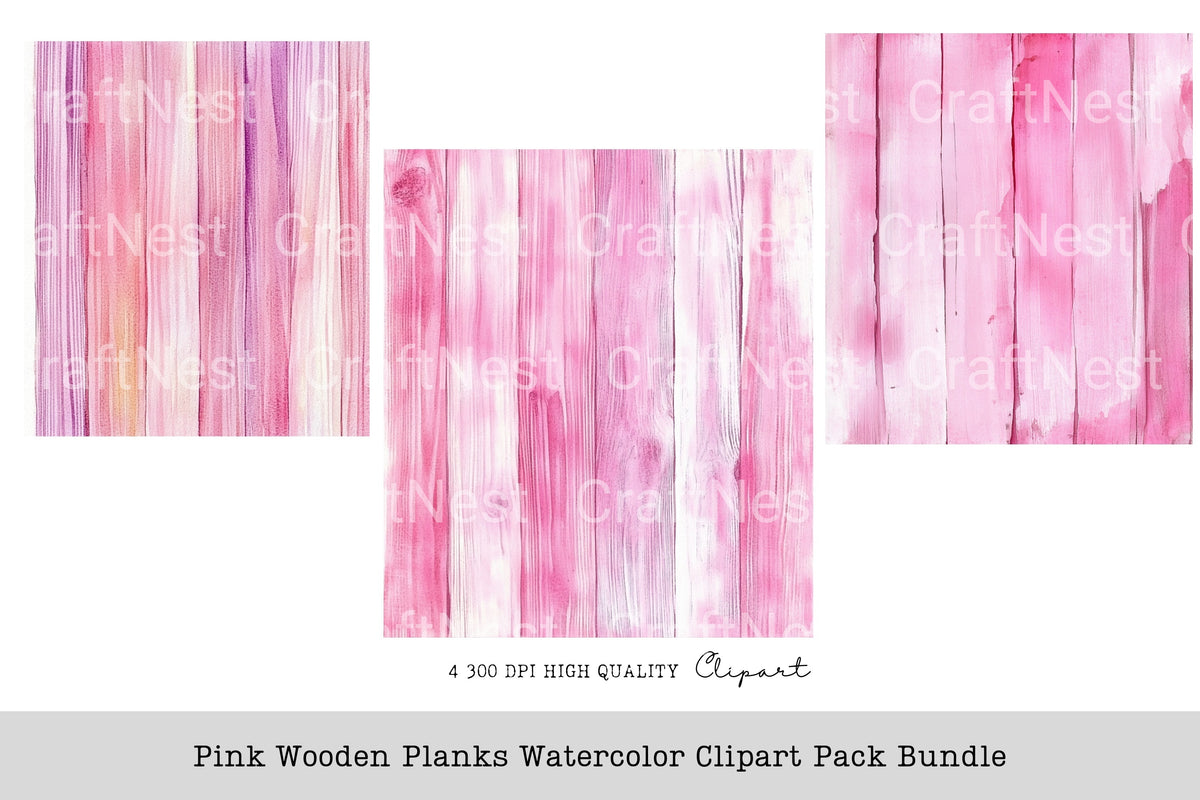 Pink Wooden Planks Clipart Bundle