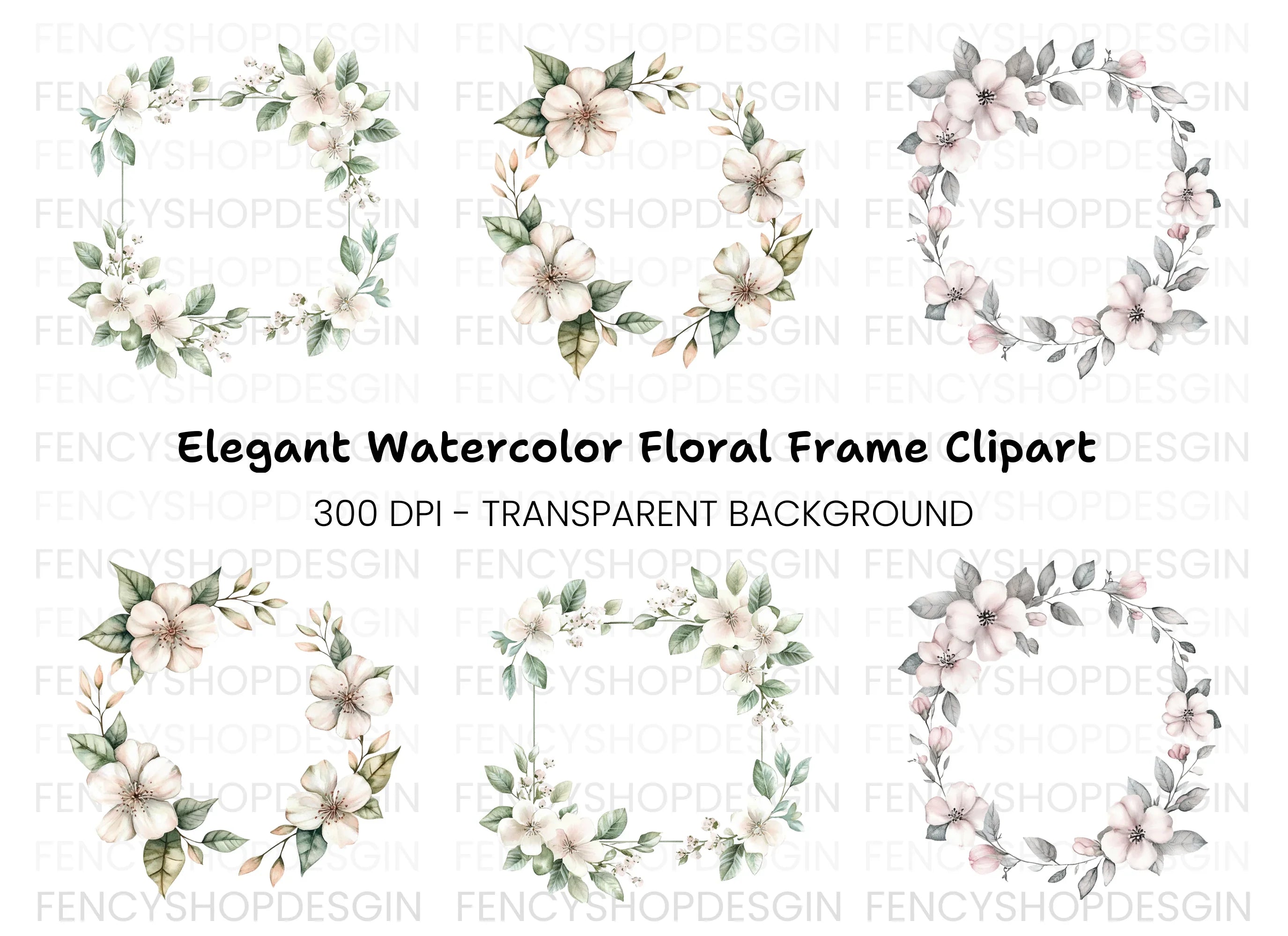 Floral Frames Clipart Bundle
