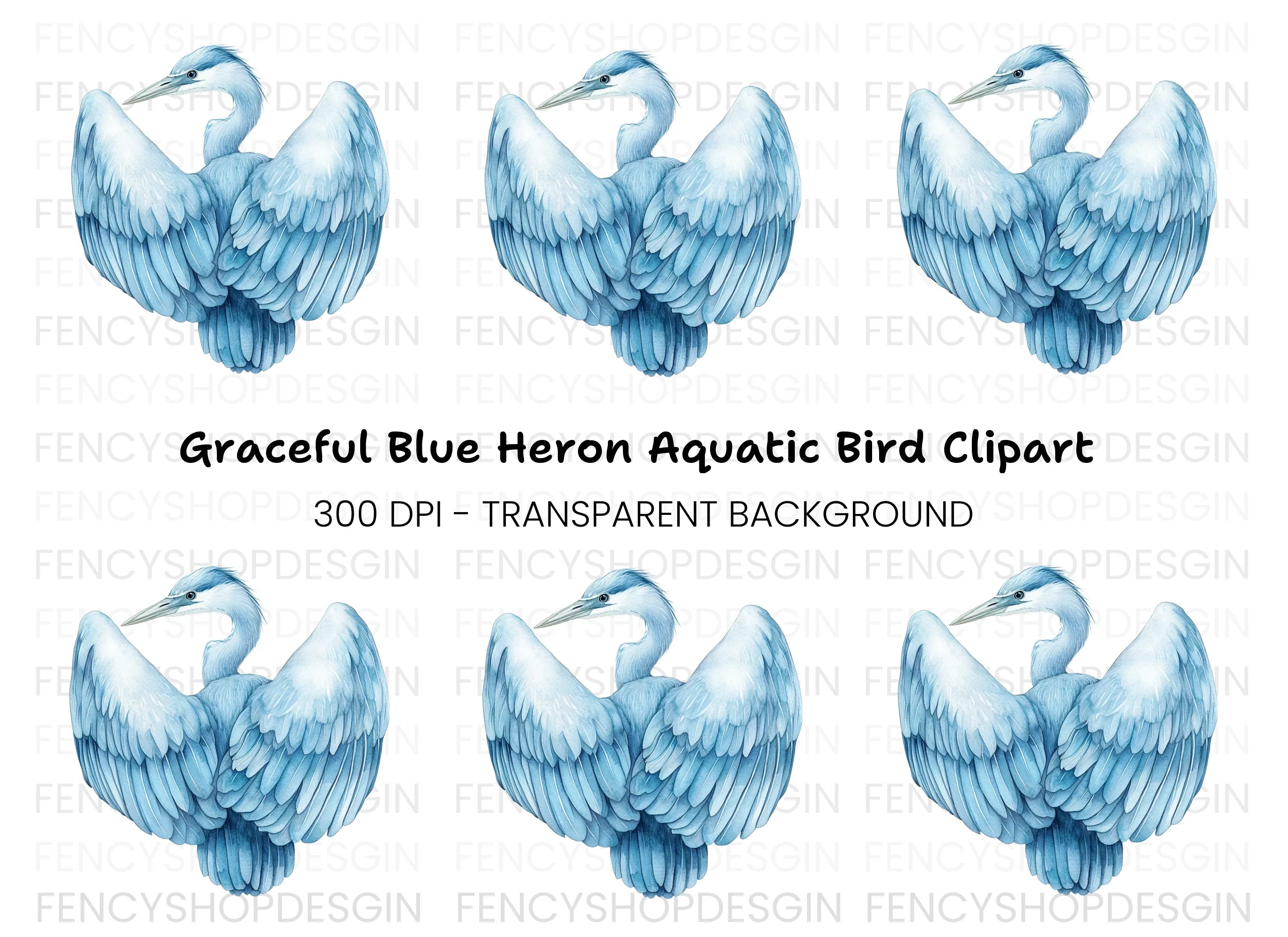 Graceful Blue Heron Clipart Bundle