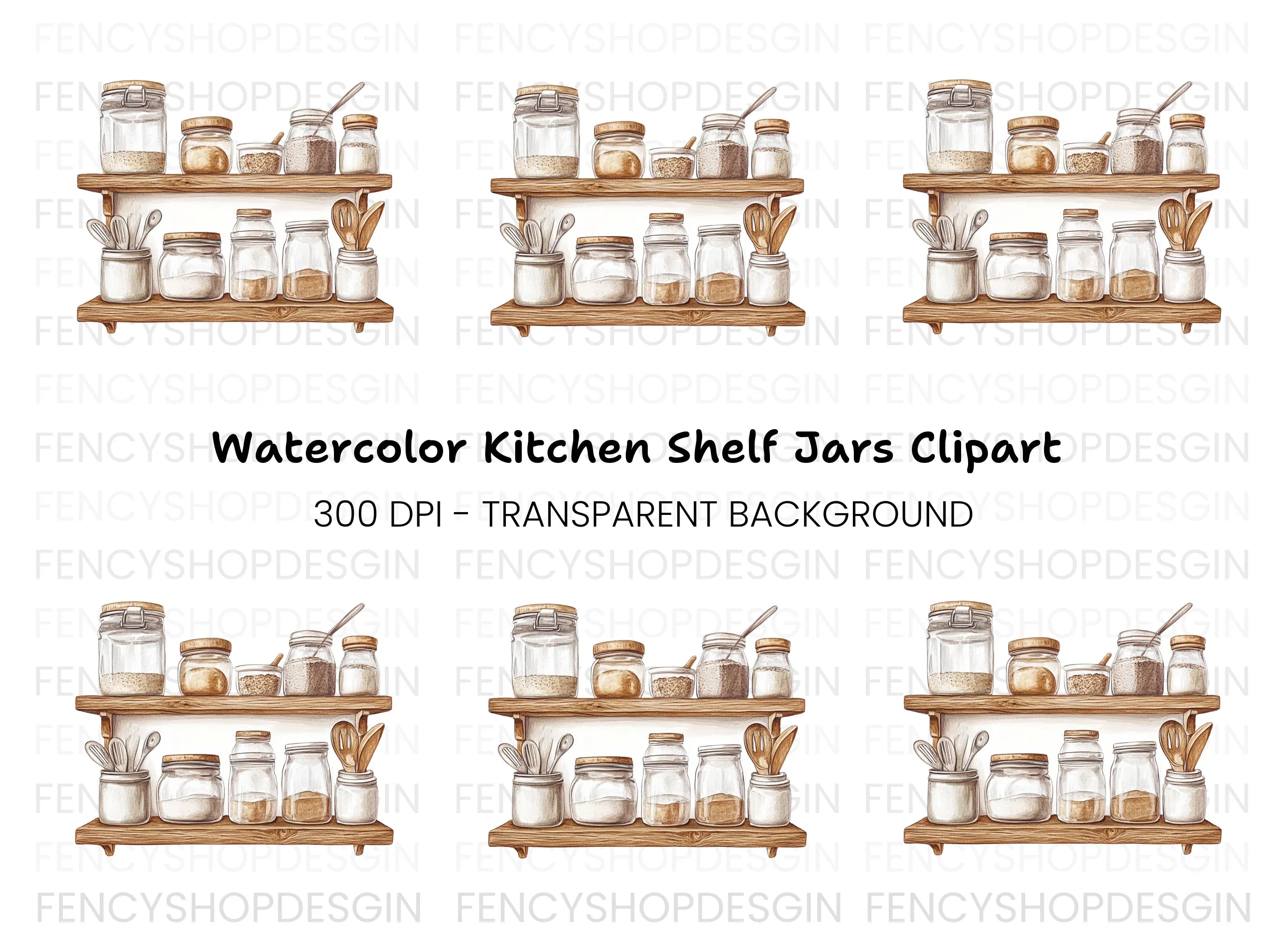 Kitchen Pantry Jars Shelf Clipart Bundle
