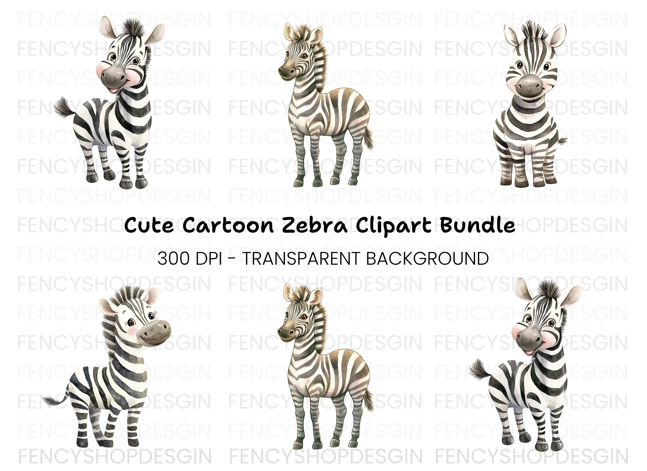 Cute Zebra Clipart Bundle