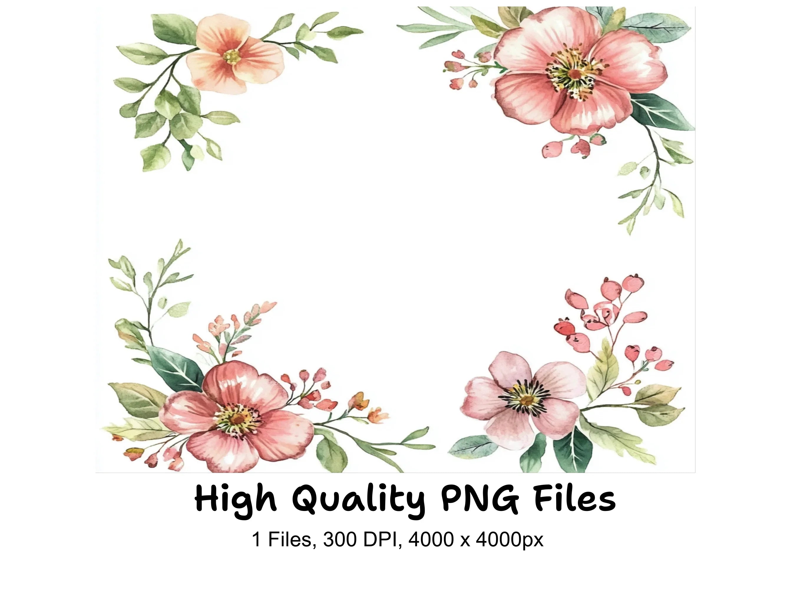 Elegant Floral Corner Frames Clipart Bundle