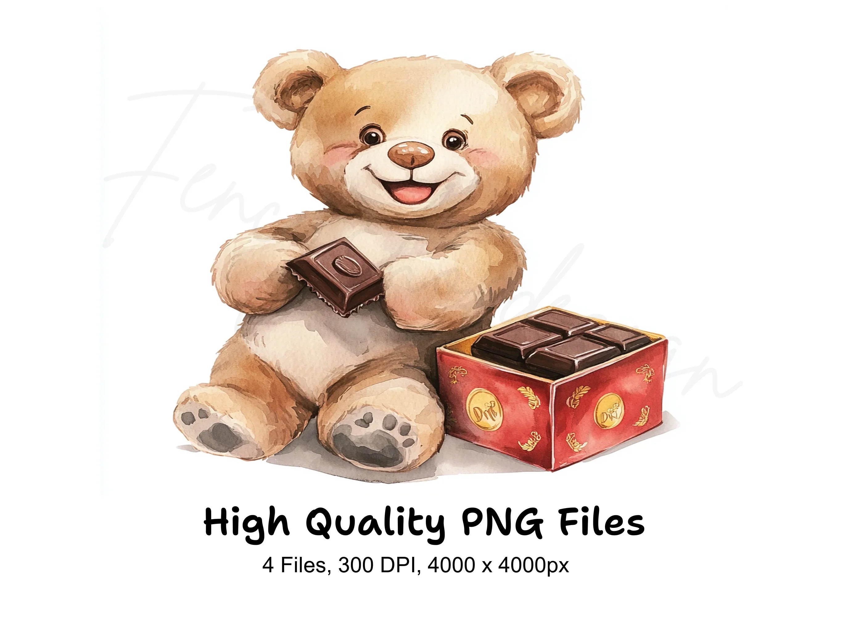 Teddy Bear with Chocolate Box Clipart Bundle