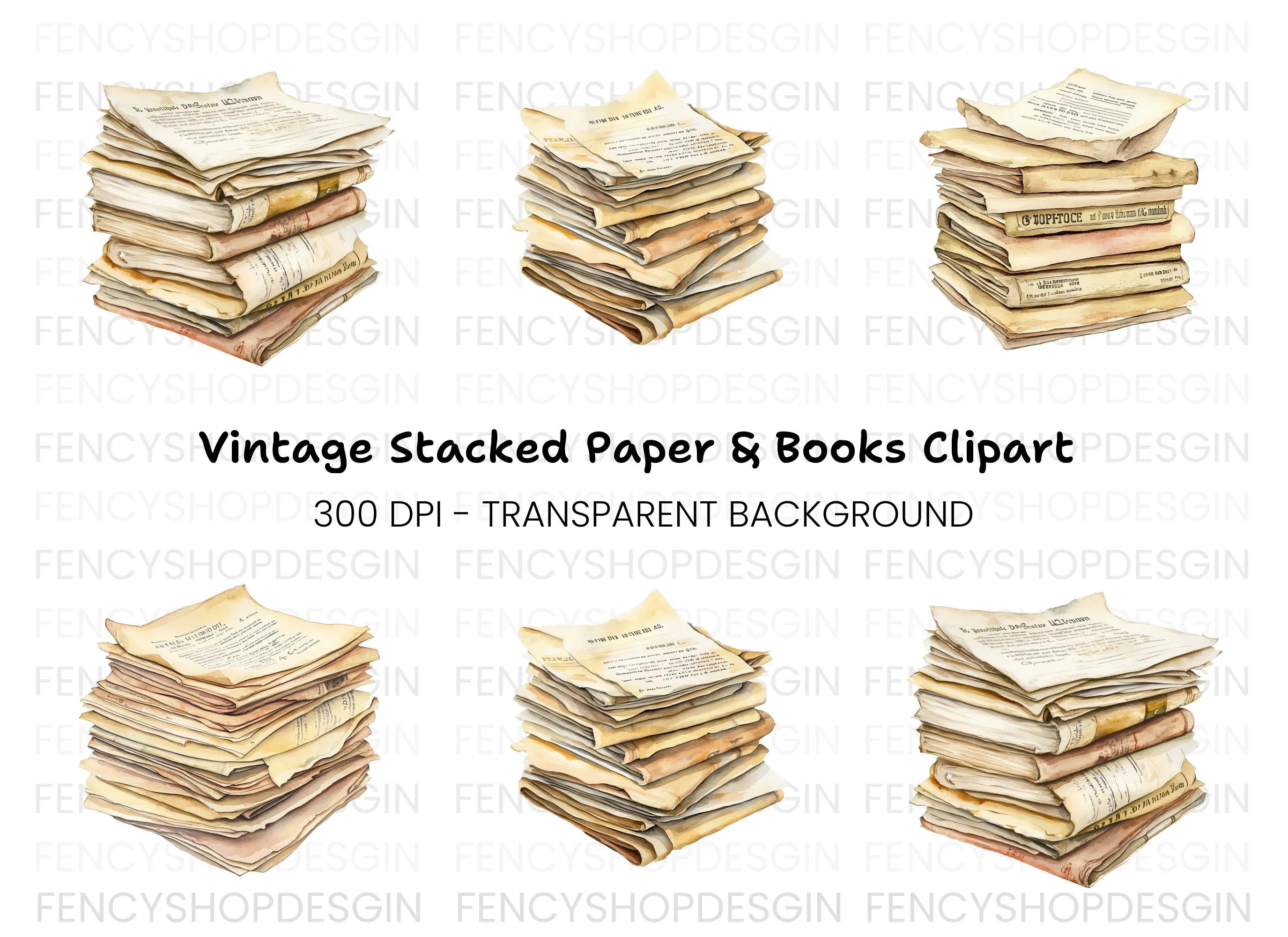 Vintage Stacks Clipart Bundle