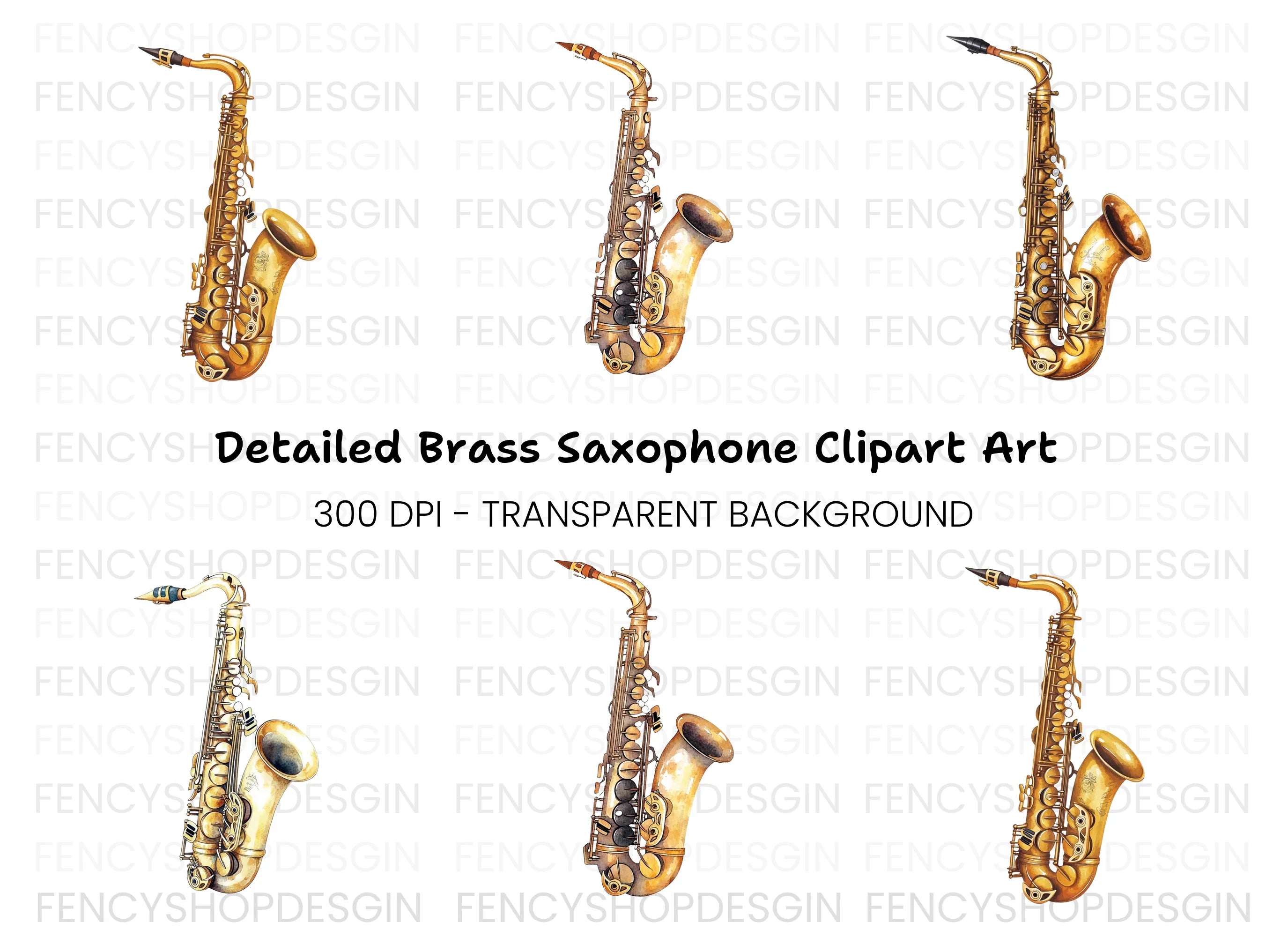 Vintage Saxophone Musical Instrument Clipart Bundle