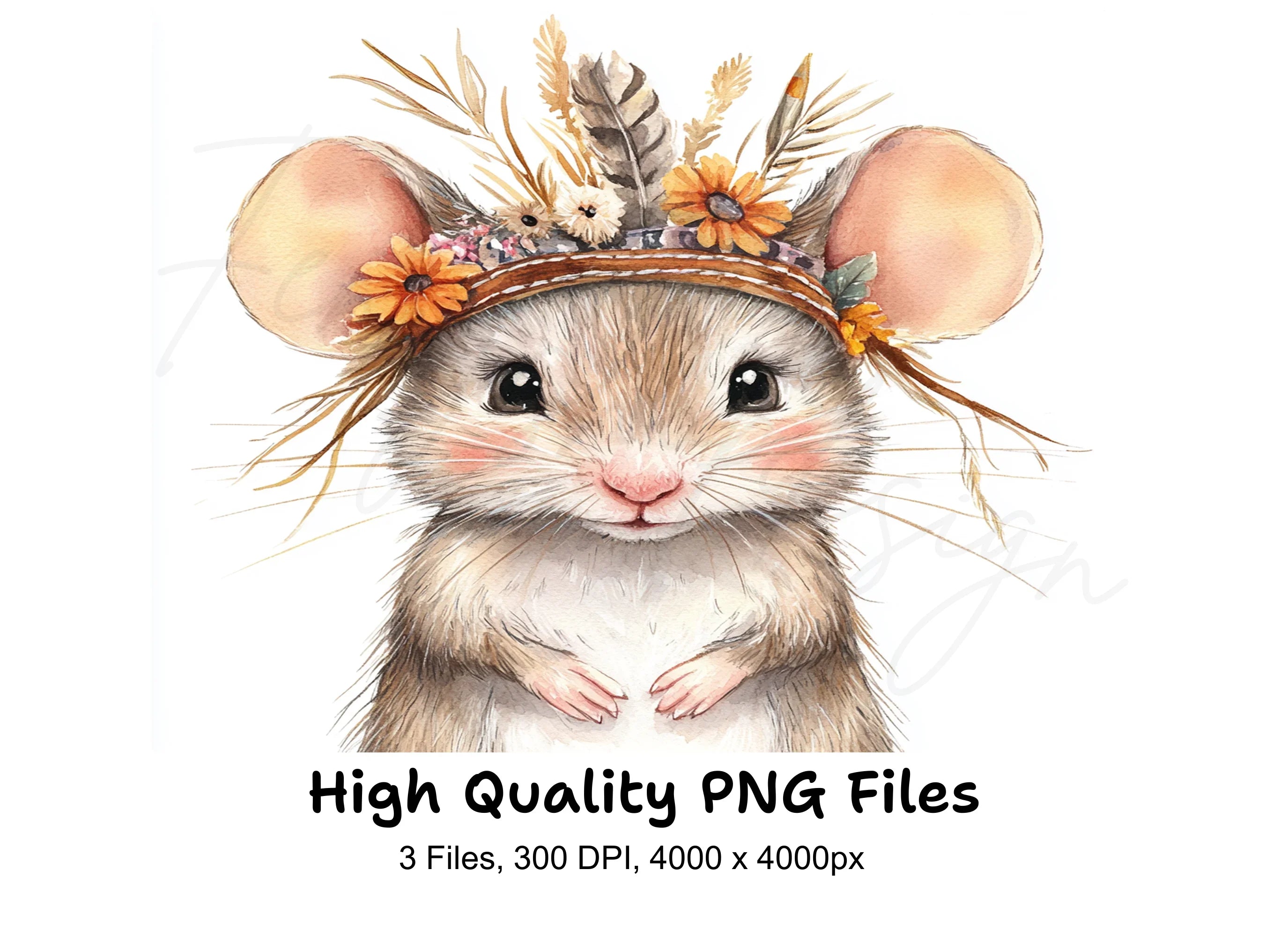 Boho Baby Mouse Clipart Bundle
