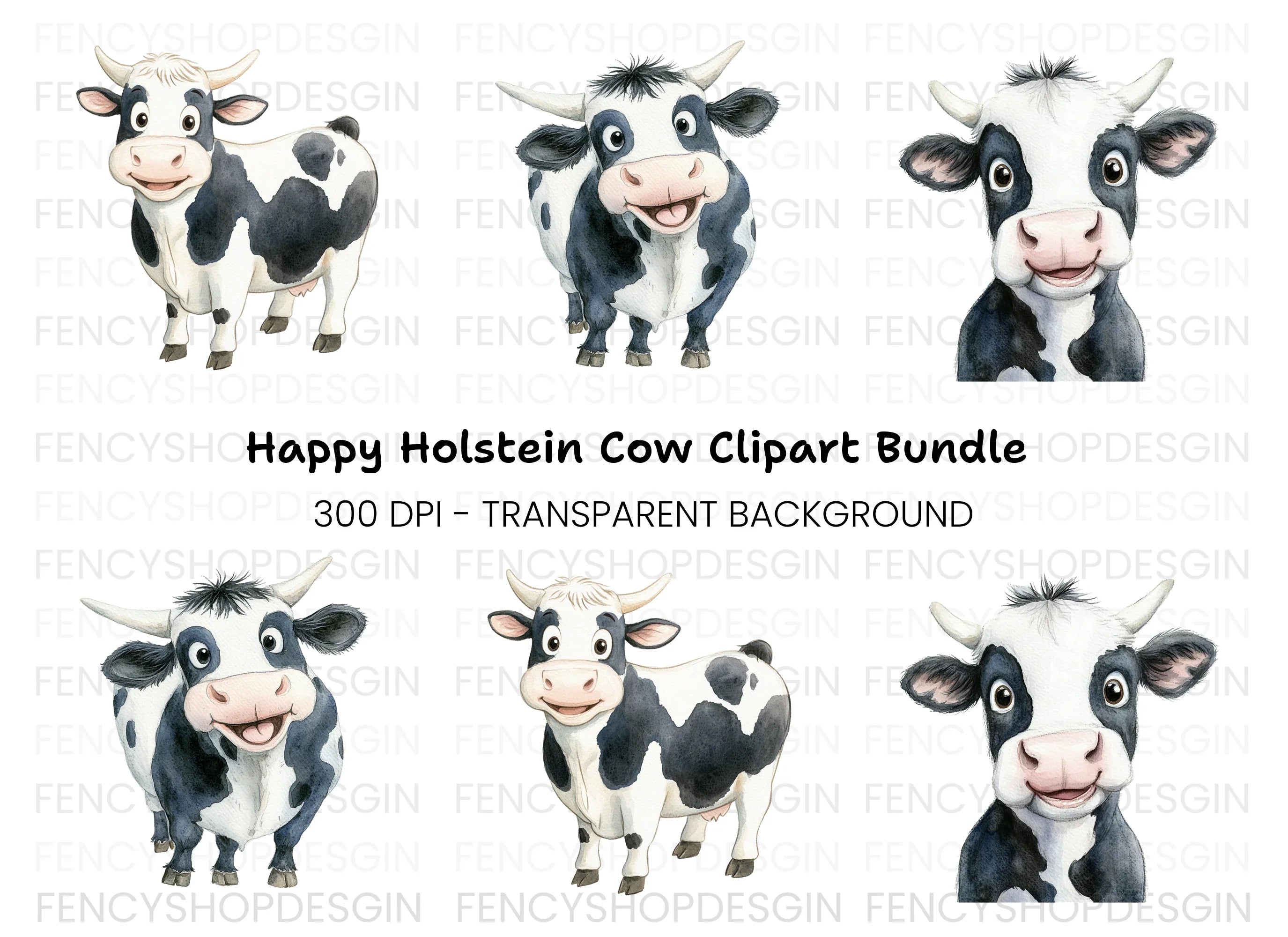 Cute Cow Clipart Bundle