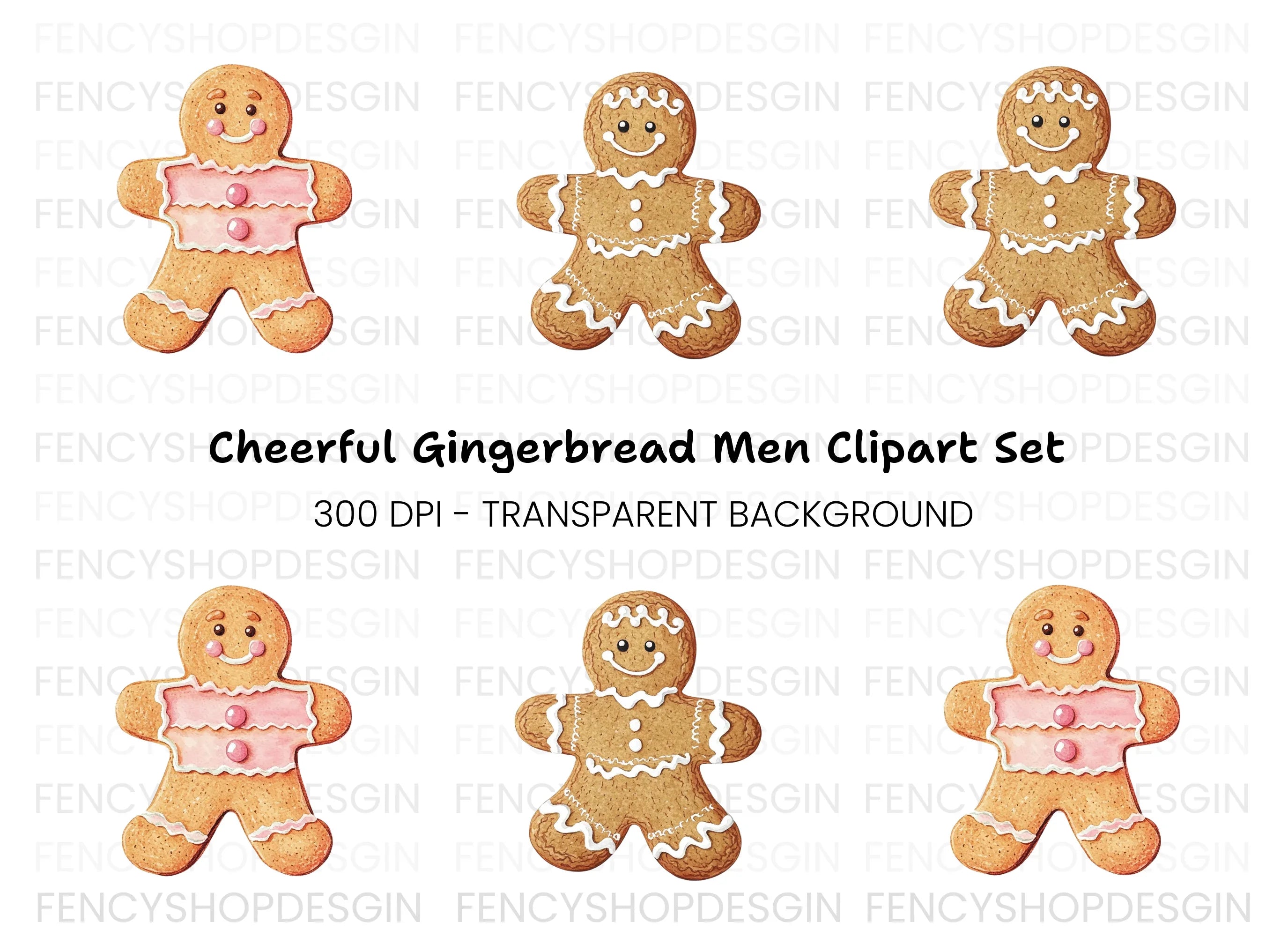 Festive Gingerbread Couple Clipart Bundle