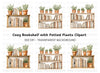 Cozy Bookshelf Potted Plants Clipart Bundle