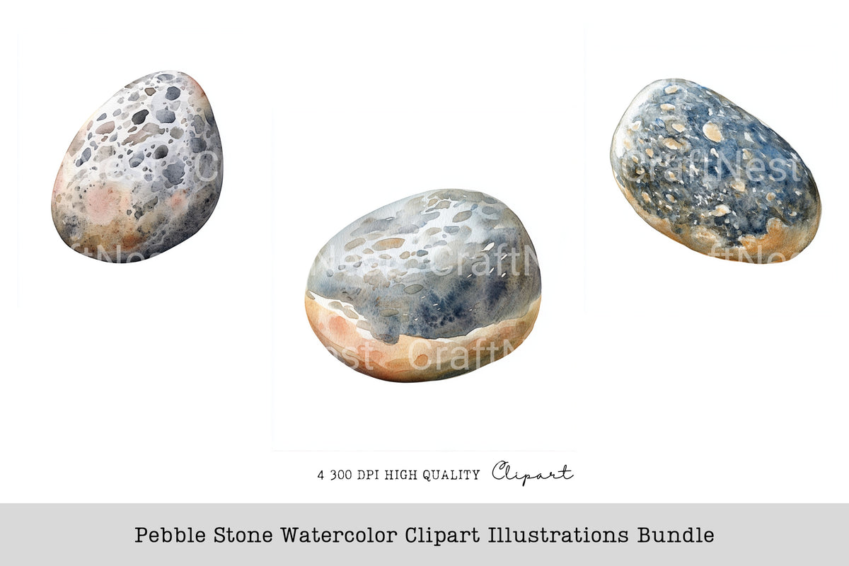 Pebble Stone Illustrations Clipart Bundle