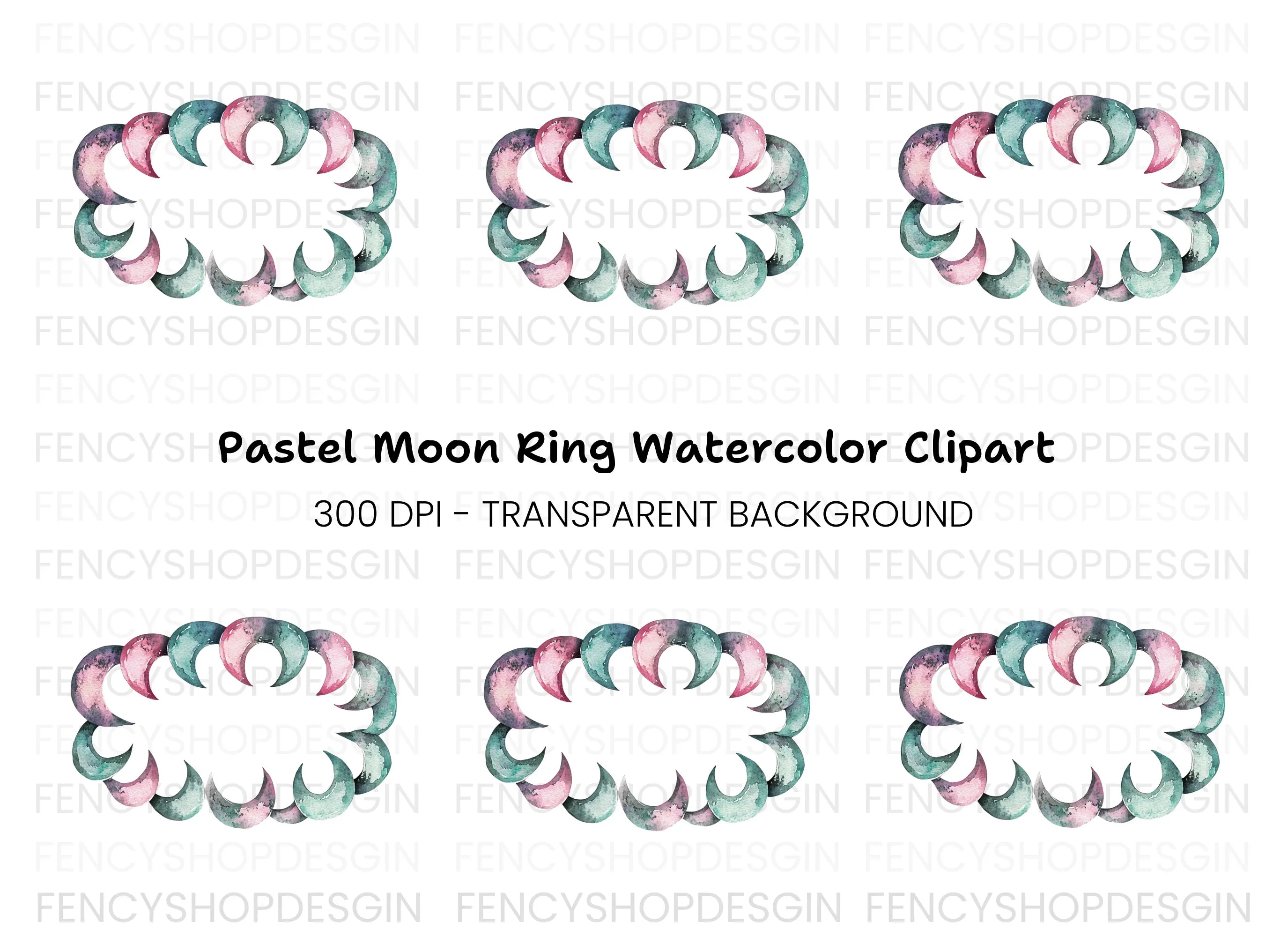 Moon Phases Frame Clipart Bundle