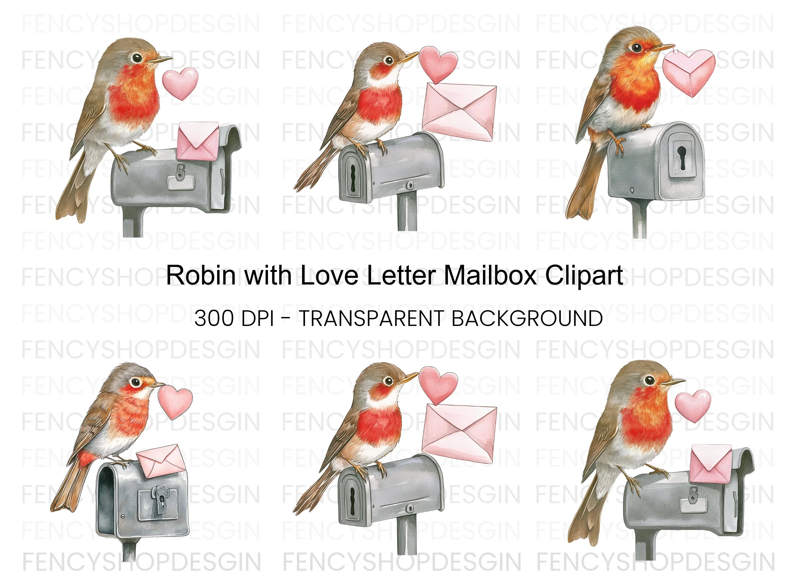 Robin Love Letter Clipart Bundle
