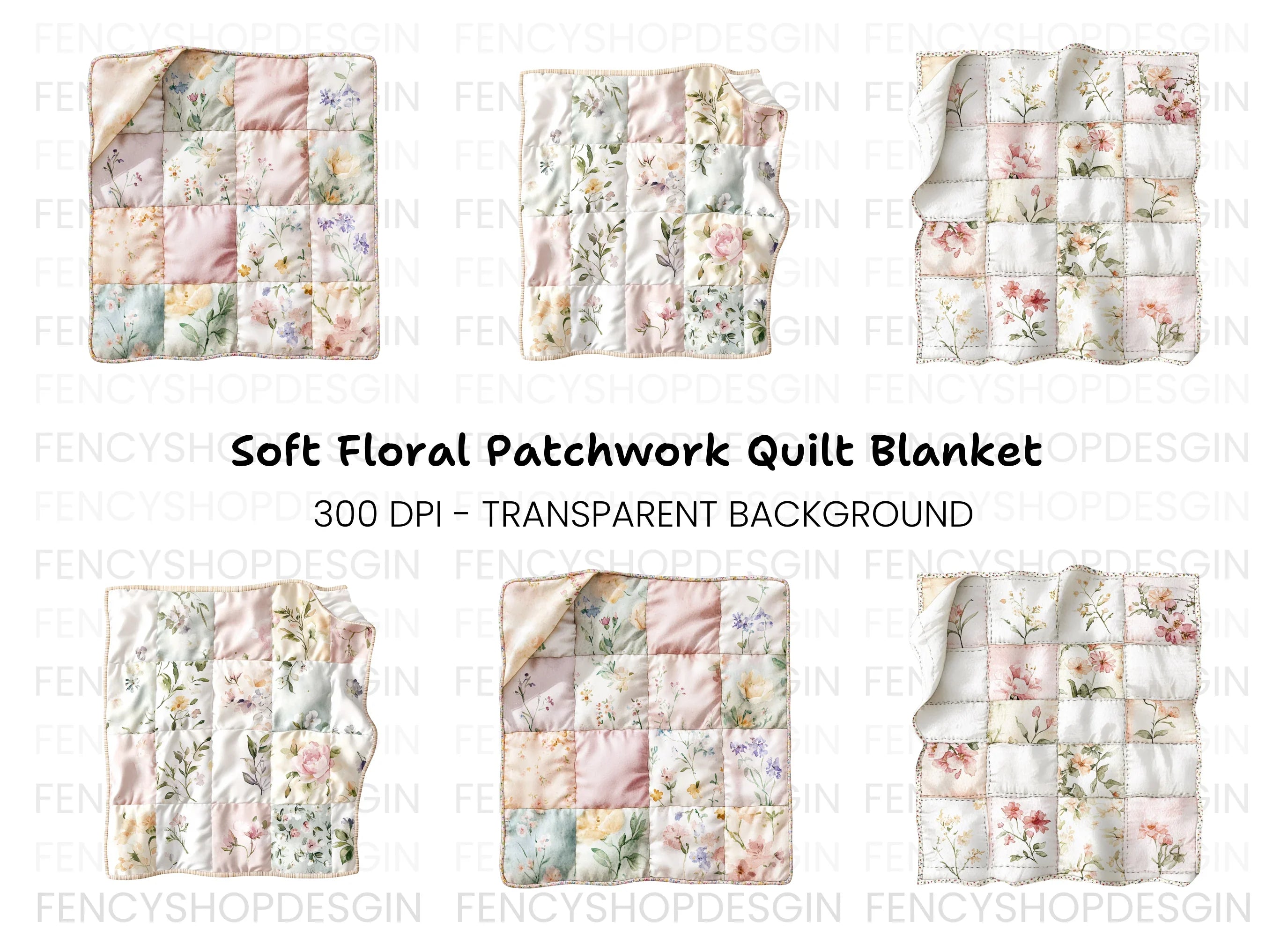 Floral Quilt Clipart Bundle