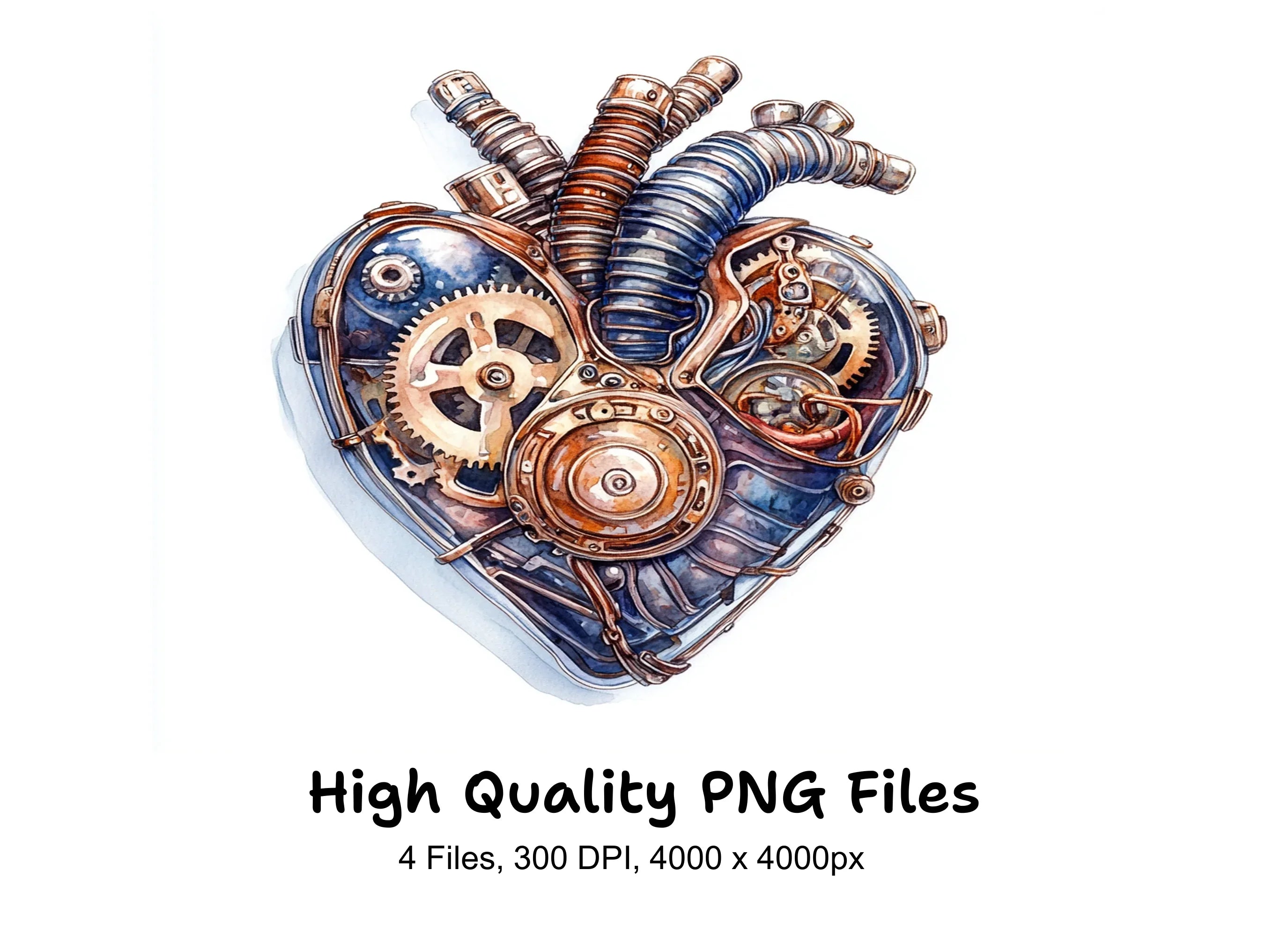 Steampunk Heart Clipart Bundle