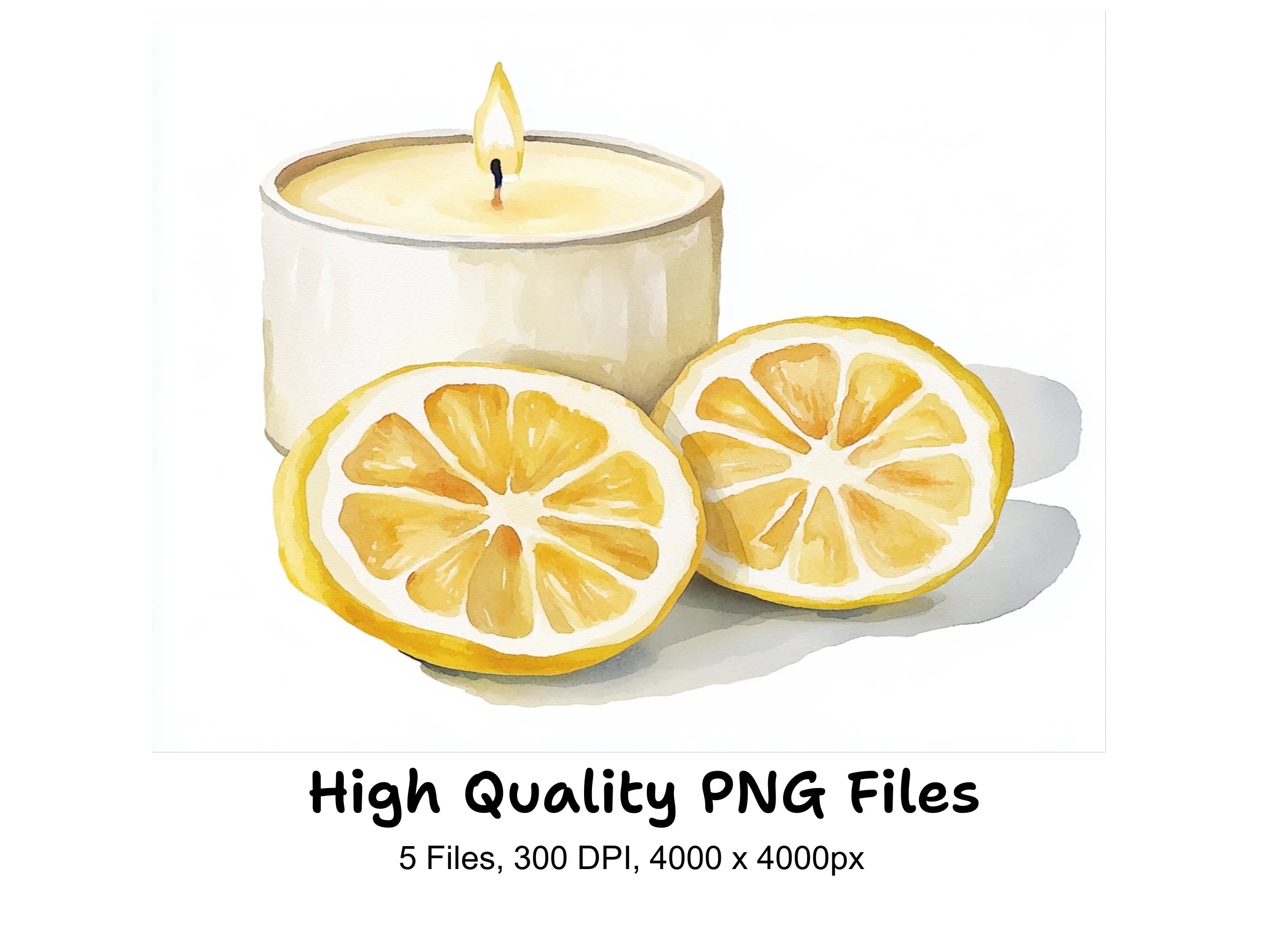 Lemon Scented Candle Clipart Bundle