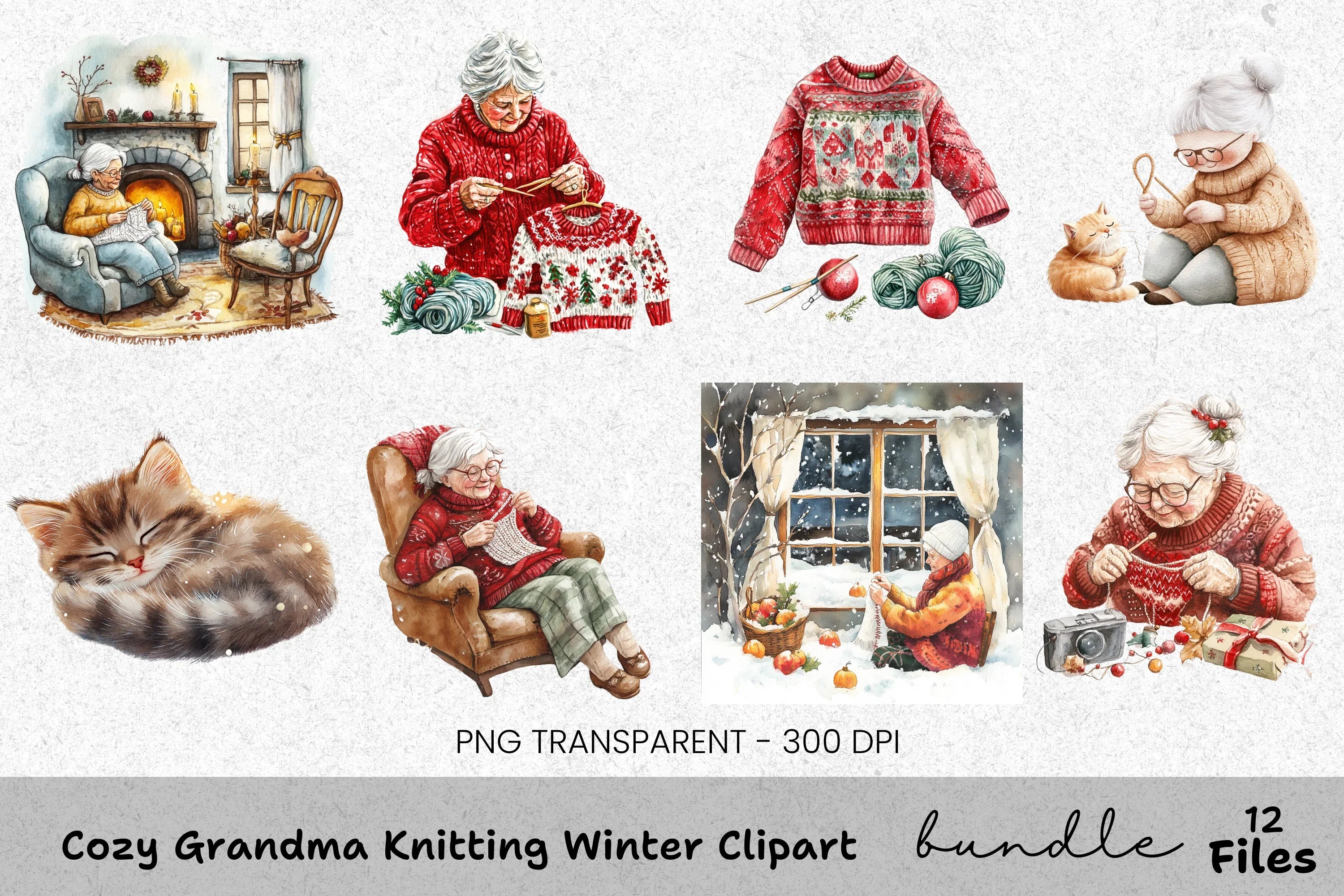 Cozy Winter Window Scene Clipart Bundle