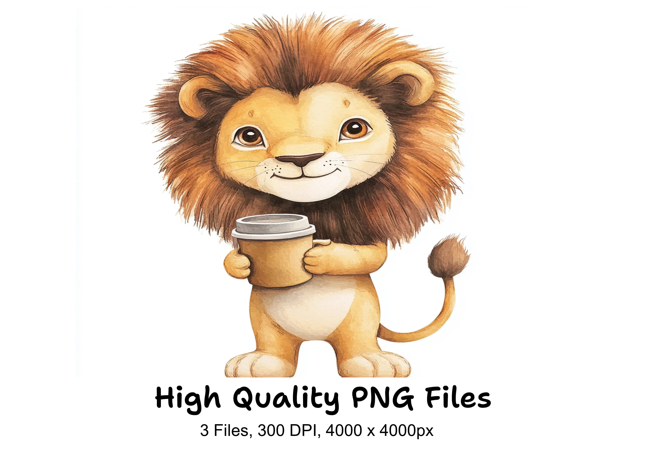 Charming Lion Coffee Cups Clipart Bundle