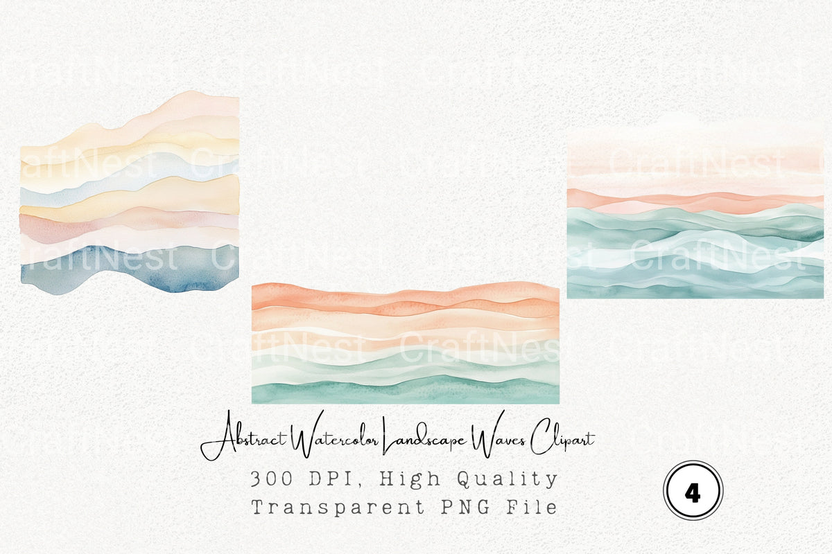 Abstract Landscape Waves Clipart Bundle