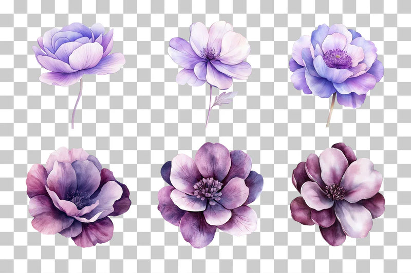 Purple Abstract Flower Clipart Bundle - CraftNest - Digital Crafting and Art