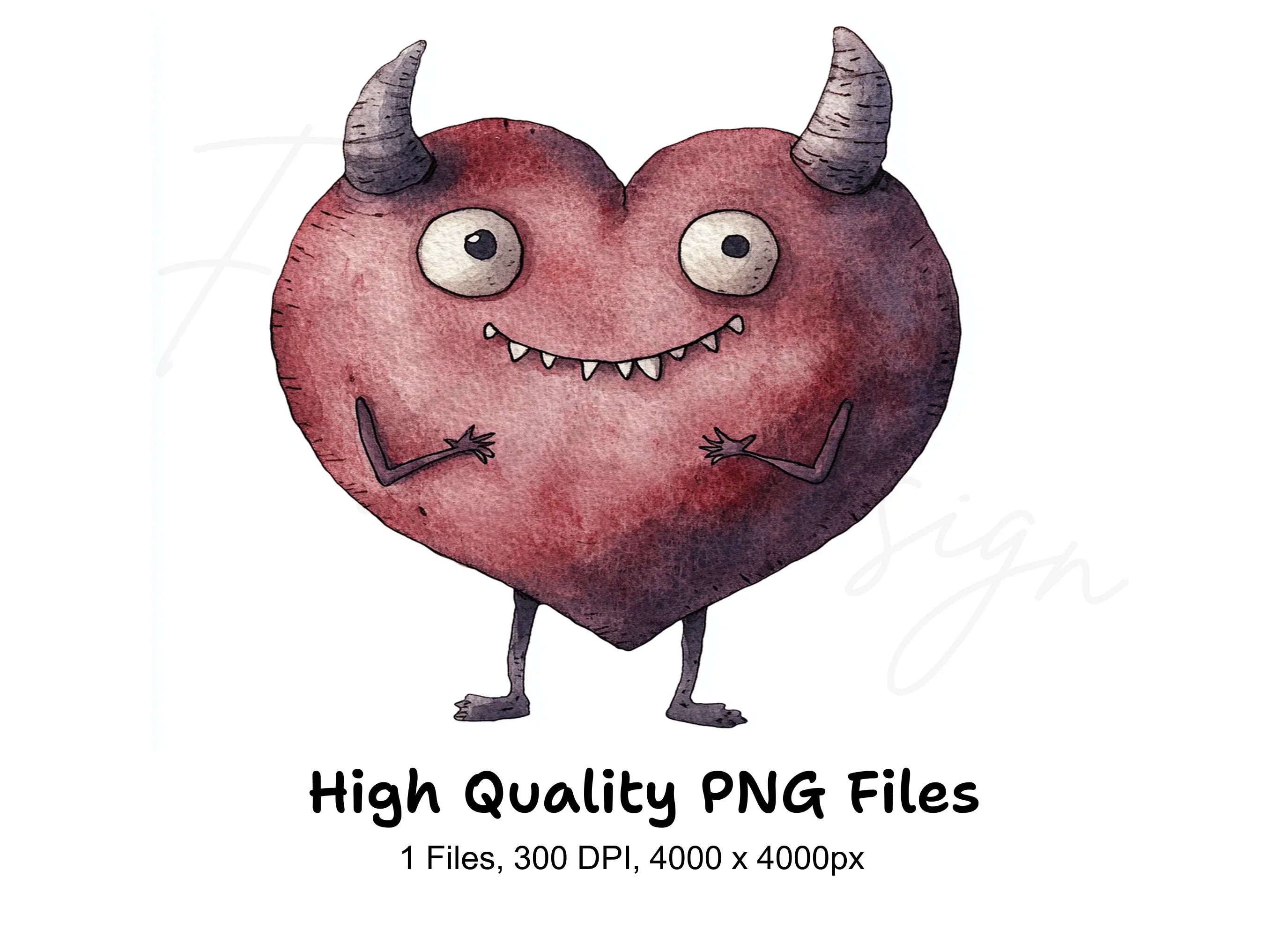 Cute Devil Heart Clipart Bundle