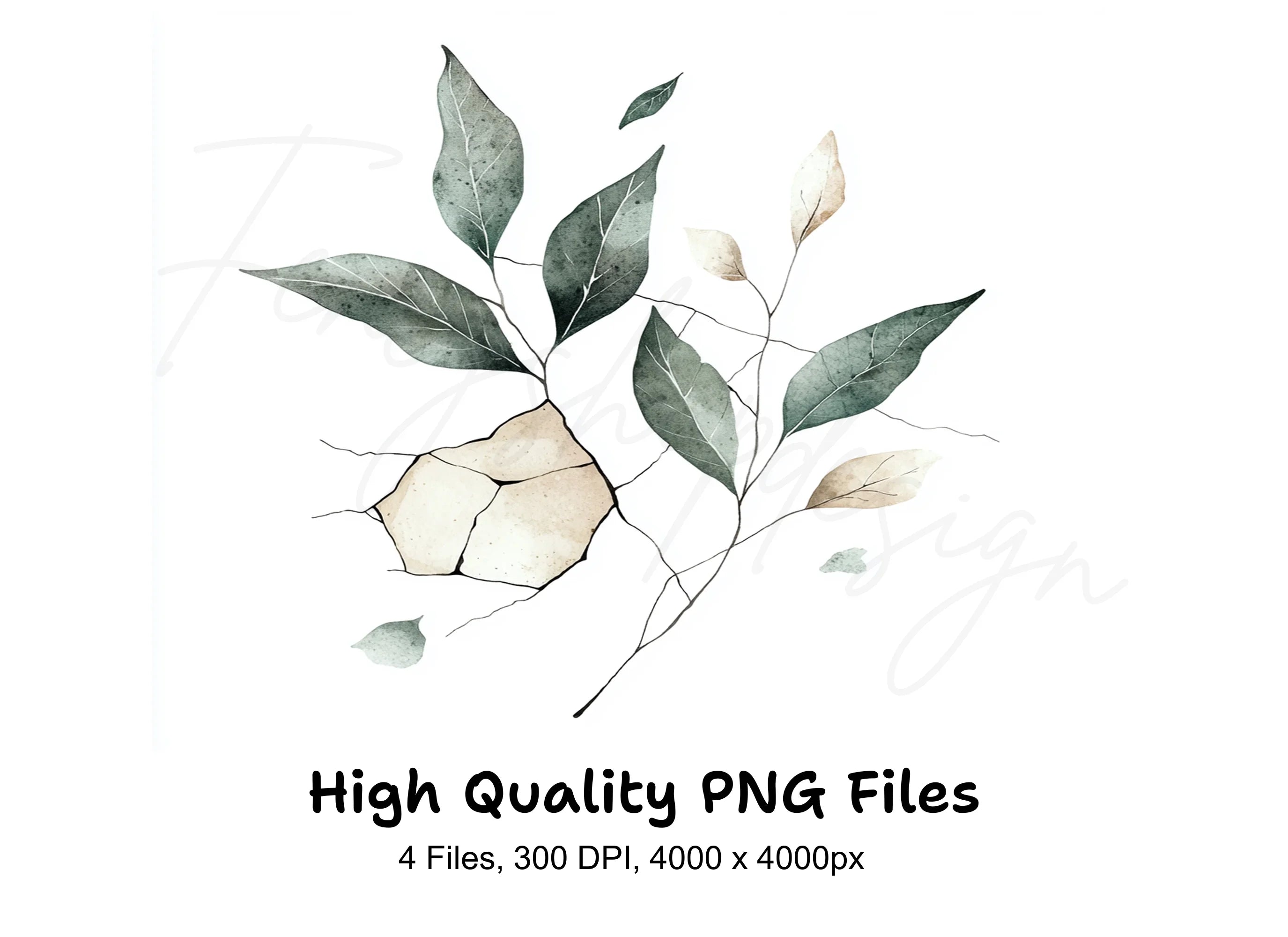 Ethereal Leaf Branches Clipart Bundle