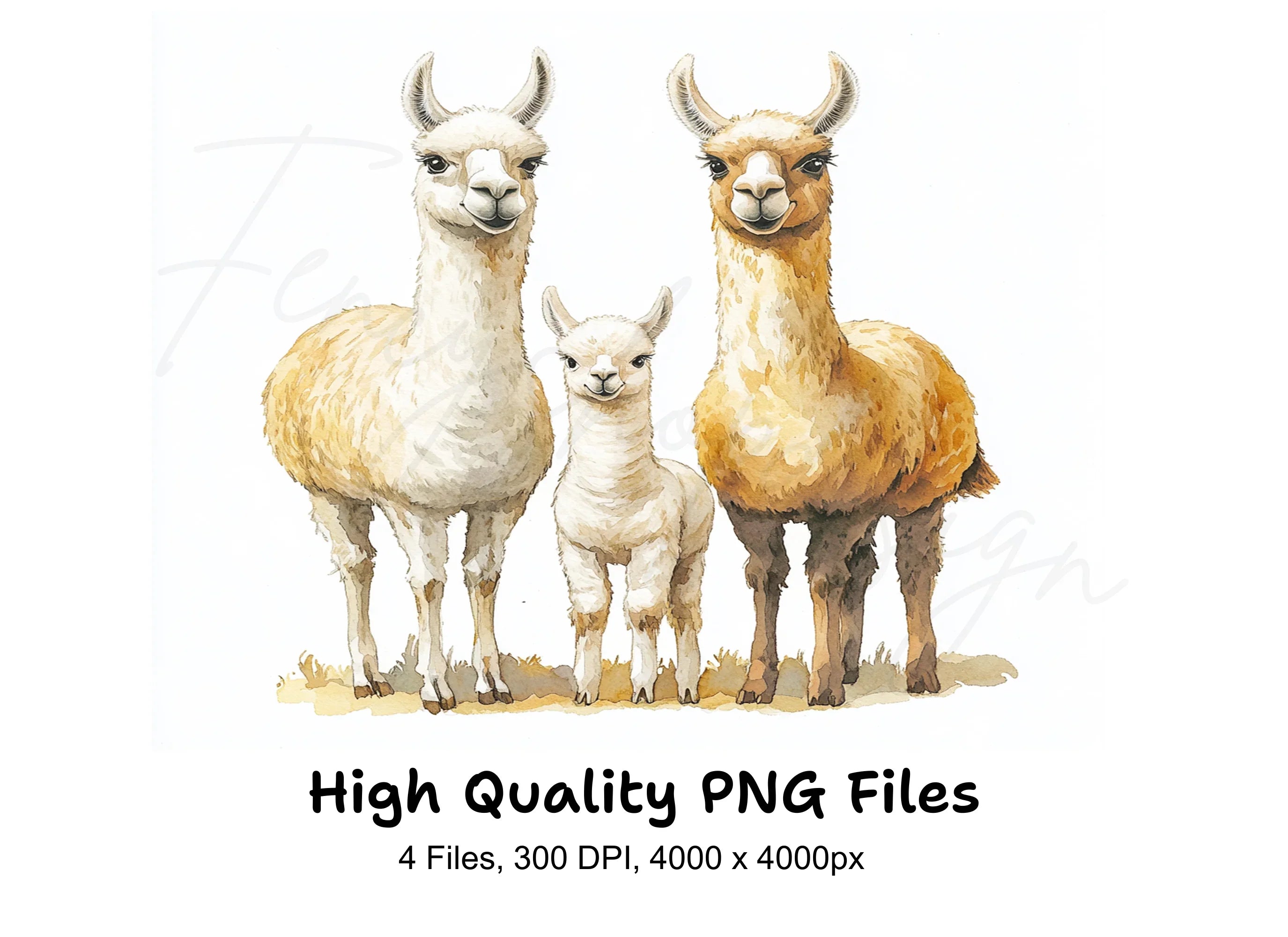 Cute Llama Family Clipart Bundle