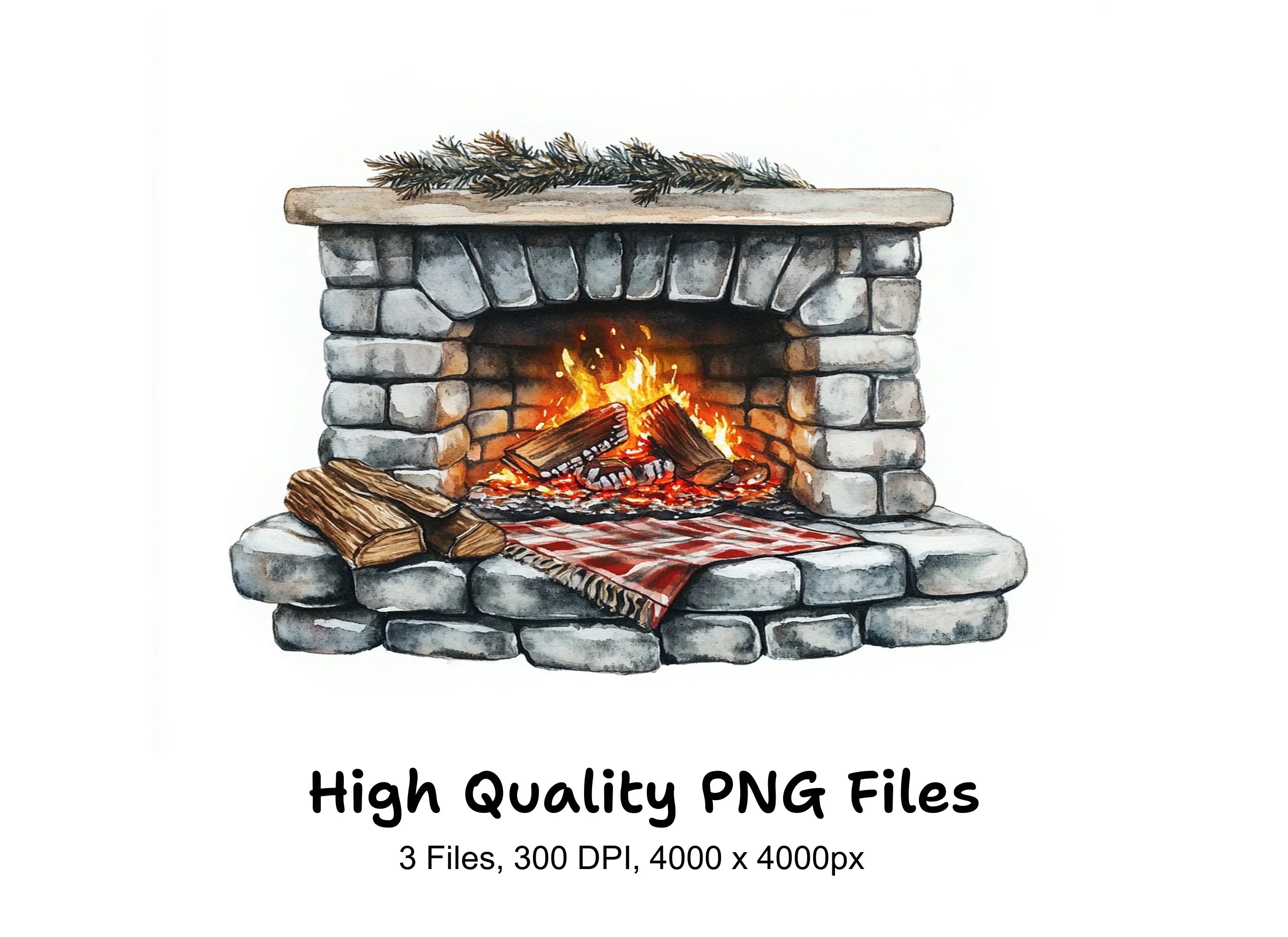 Cozy Fireplace Clipart Bundle