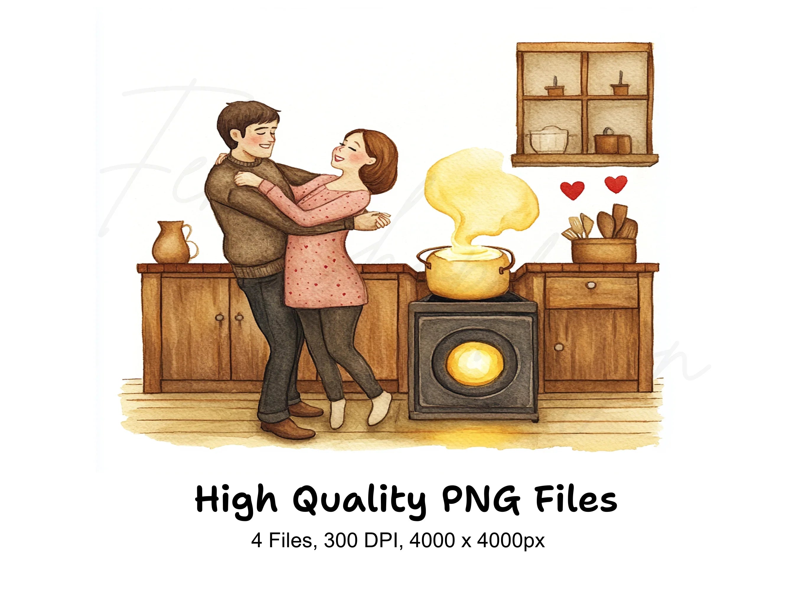 Romantic Kitchen Dance Clipart Bundle