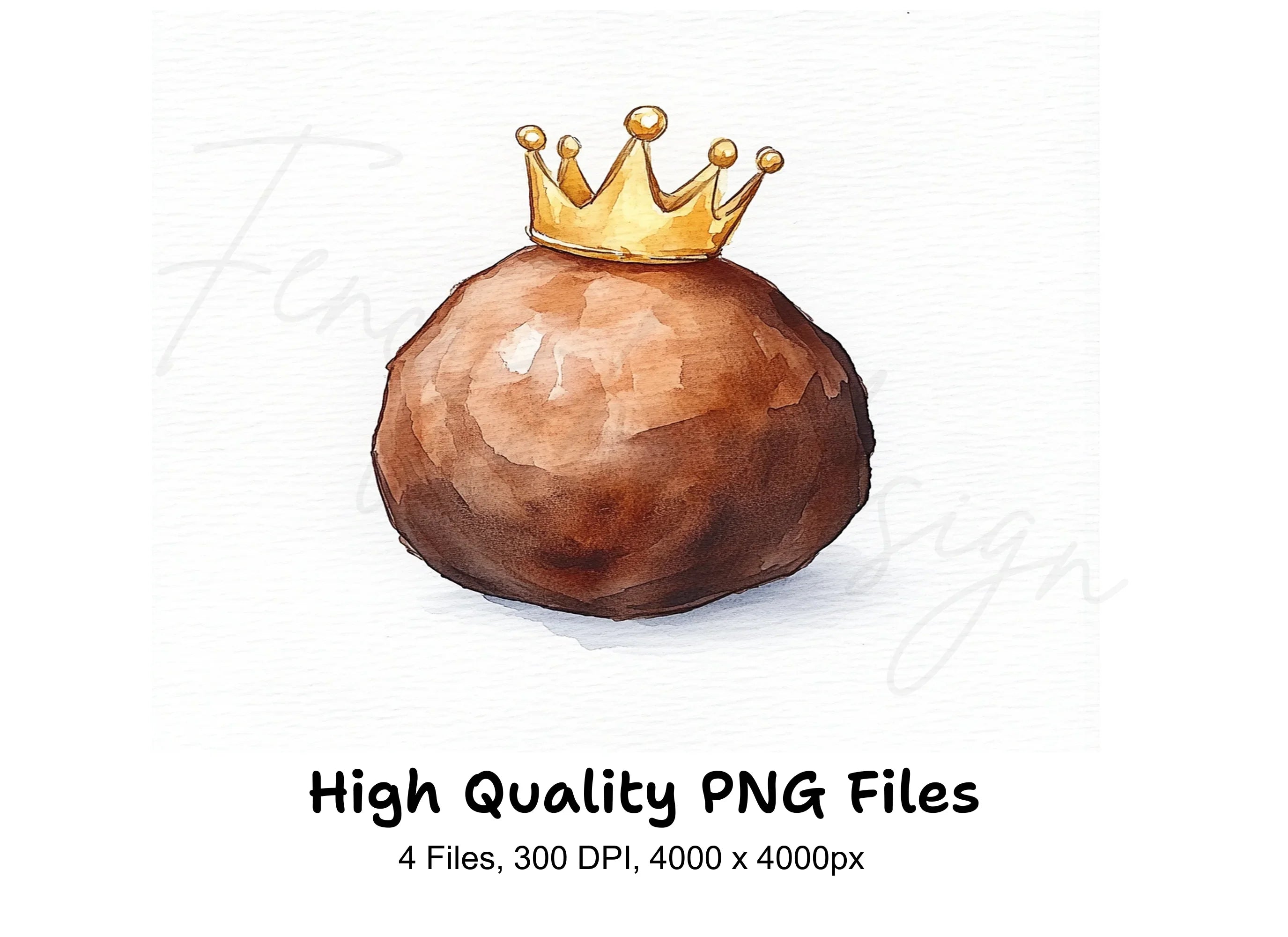 Chocolate Truffle with Golden Crown Clipart Bundle