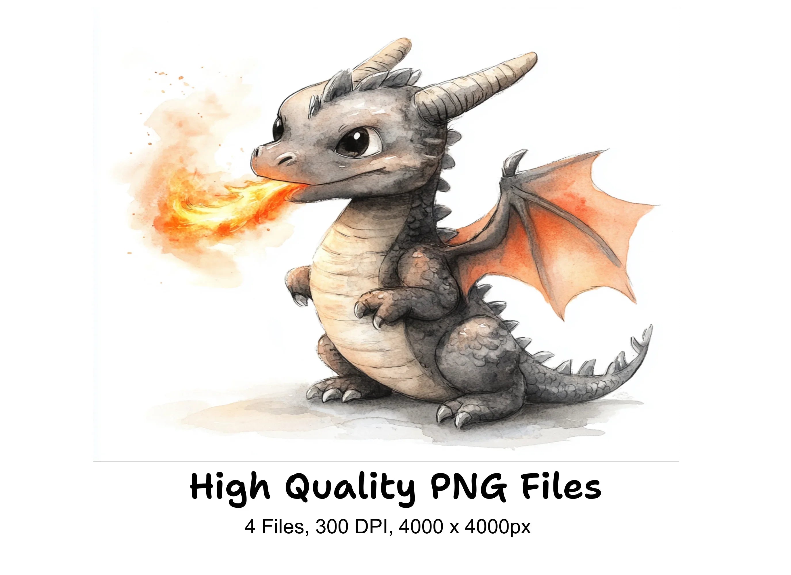 Cute Baby Dragon Fire Breathing Clipart Bundle