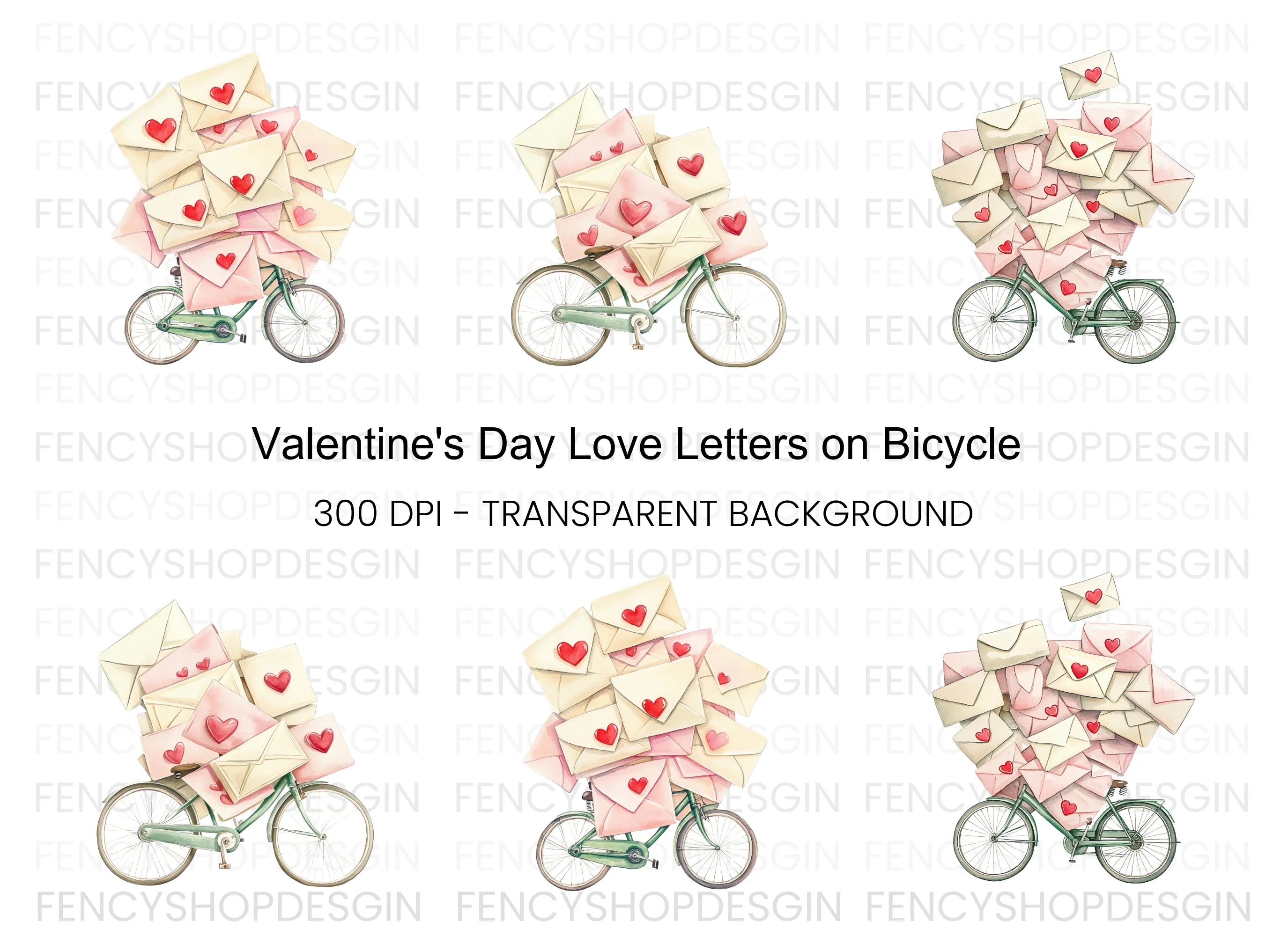 Love Letter Bicycle Clipart Bundle