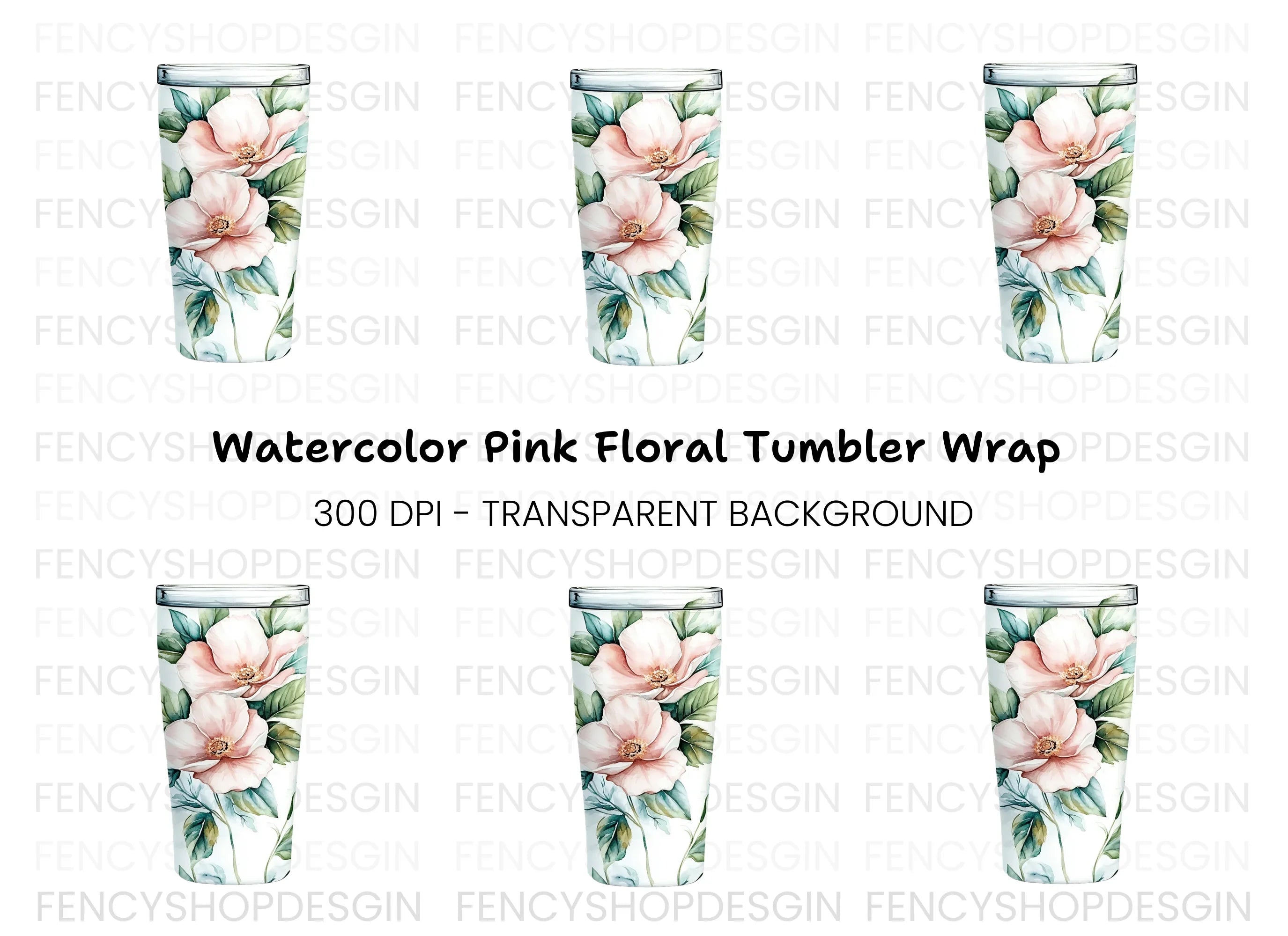 Elegant Pink Floral Tumbler Clipart Bundle