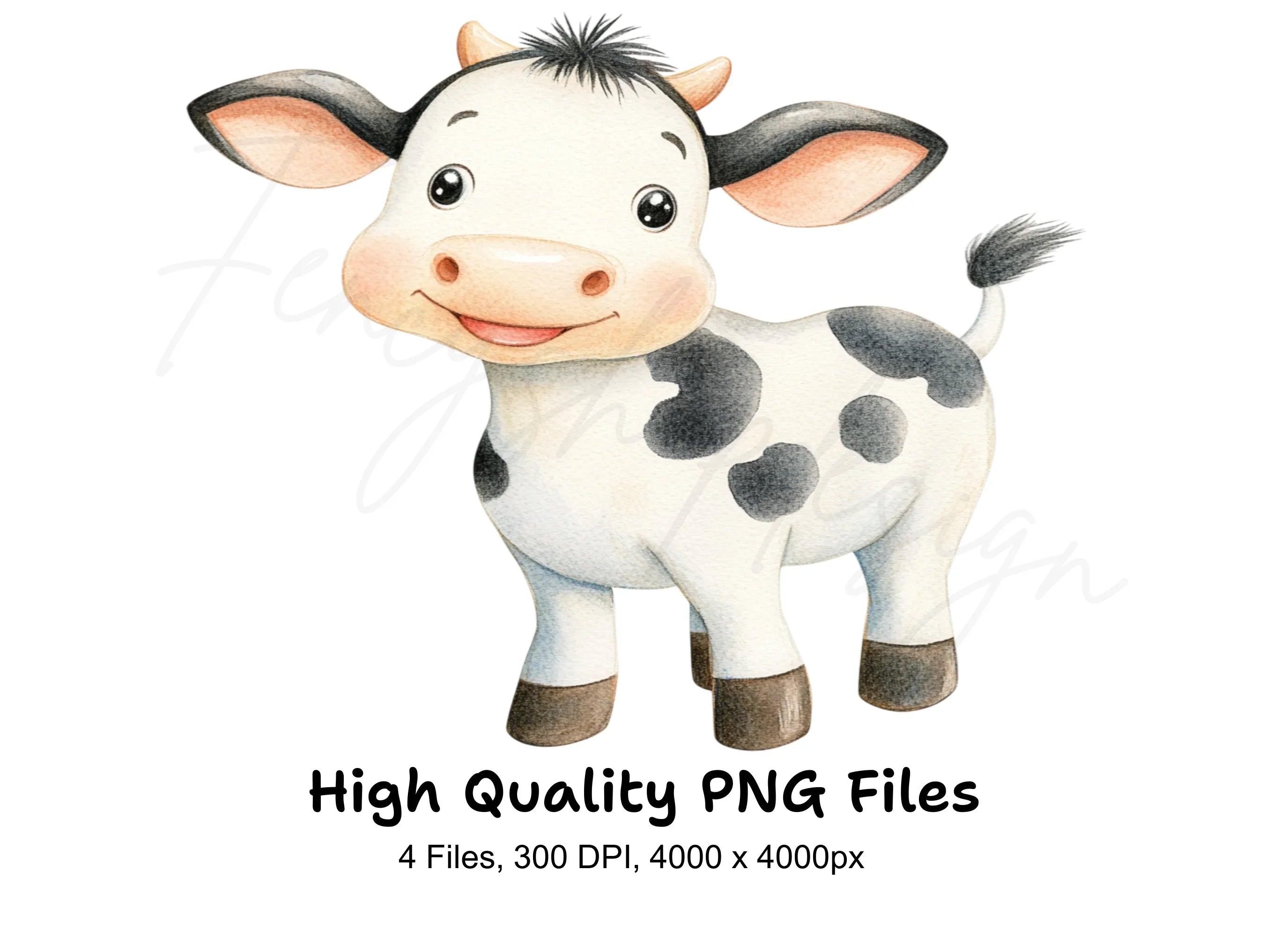 Cute Baby Cow Clipart Bundle