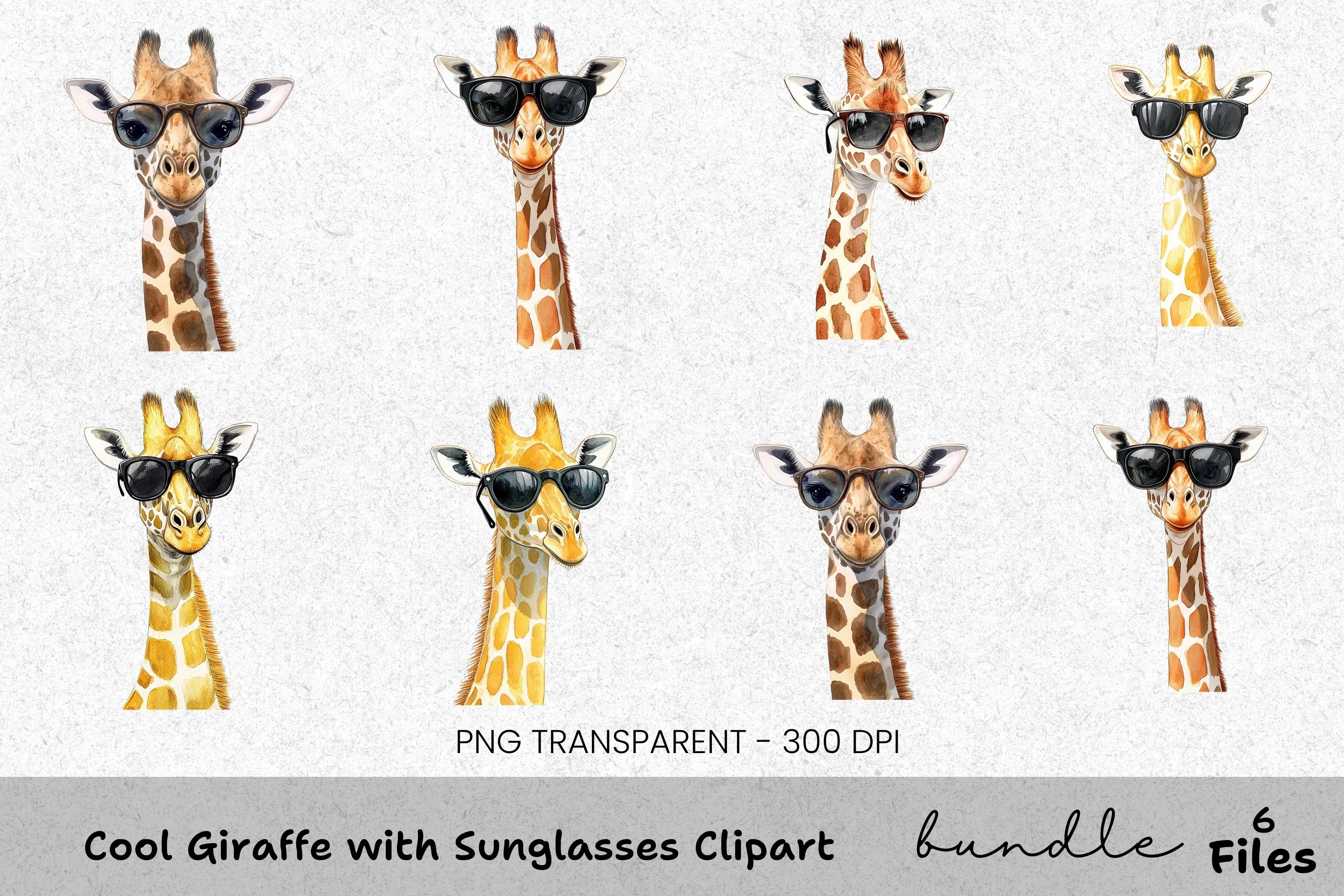 Cool Giraffe With Sunglasses Clipart Bundle
