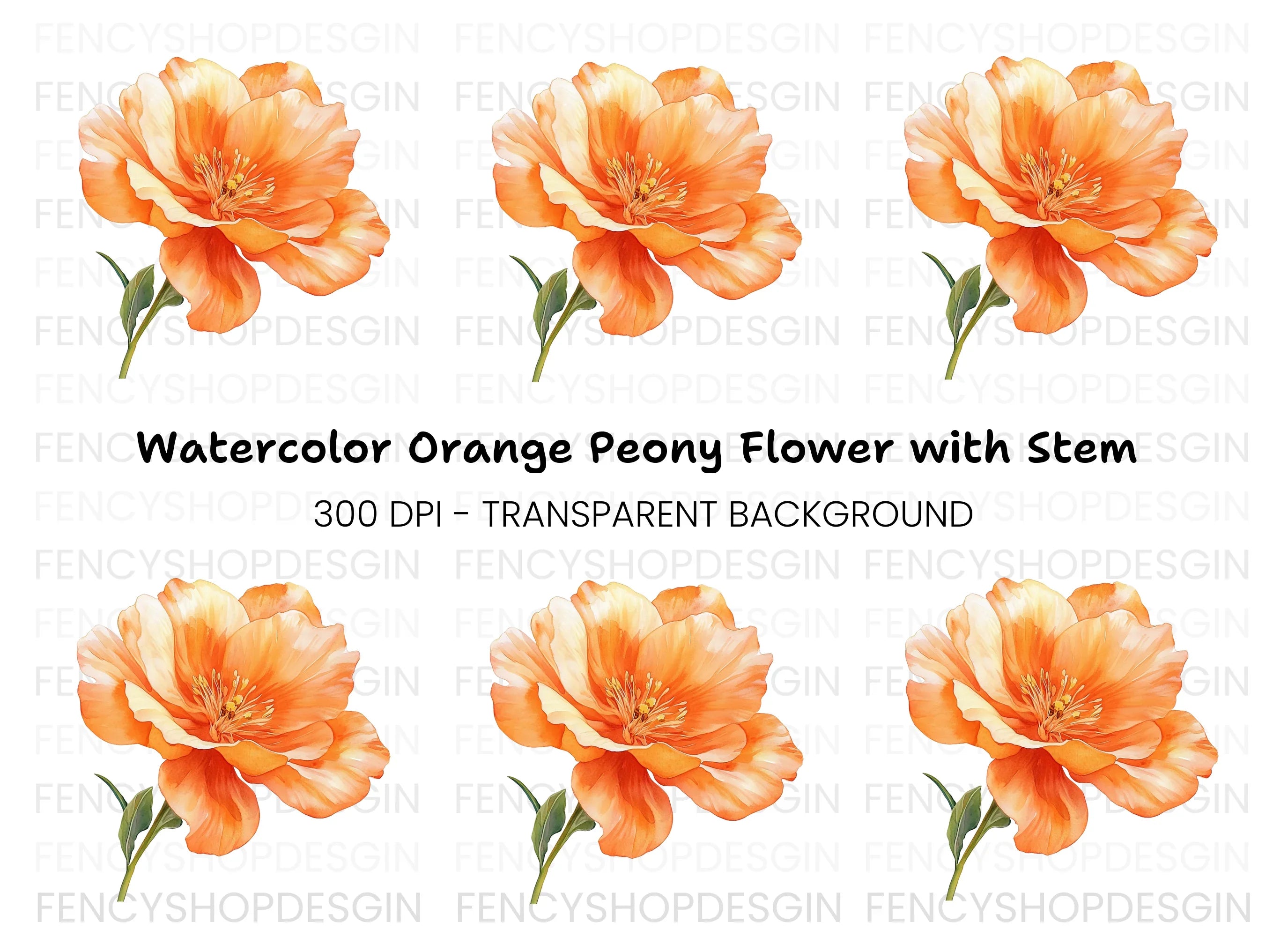 Vibrant Orange Flower Clipart Bundle