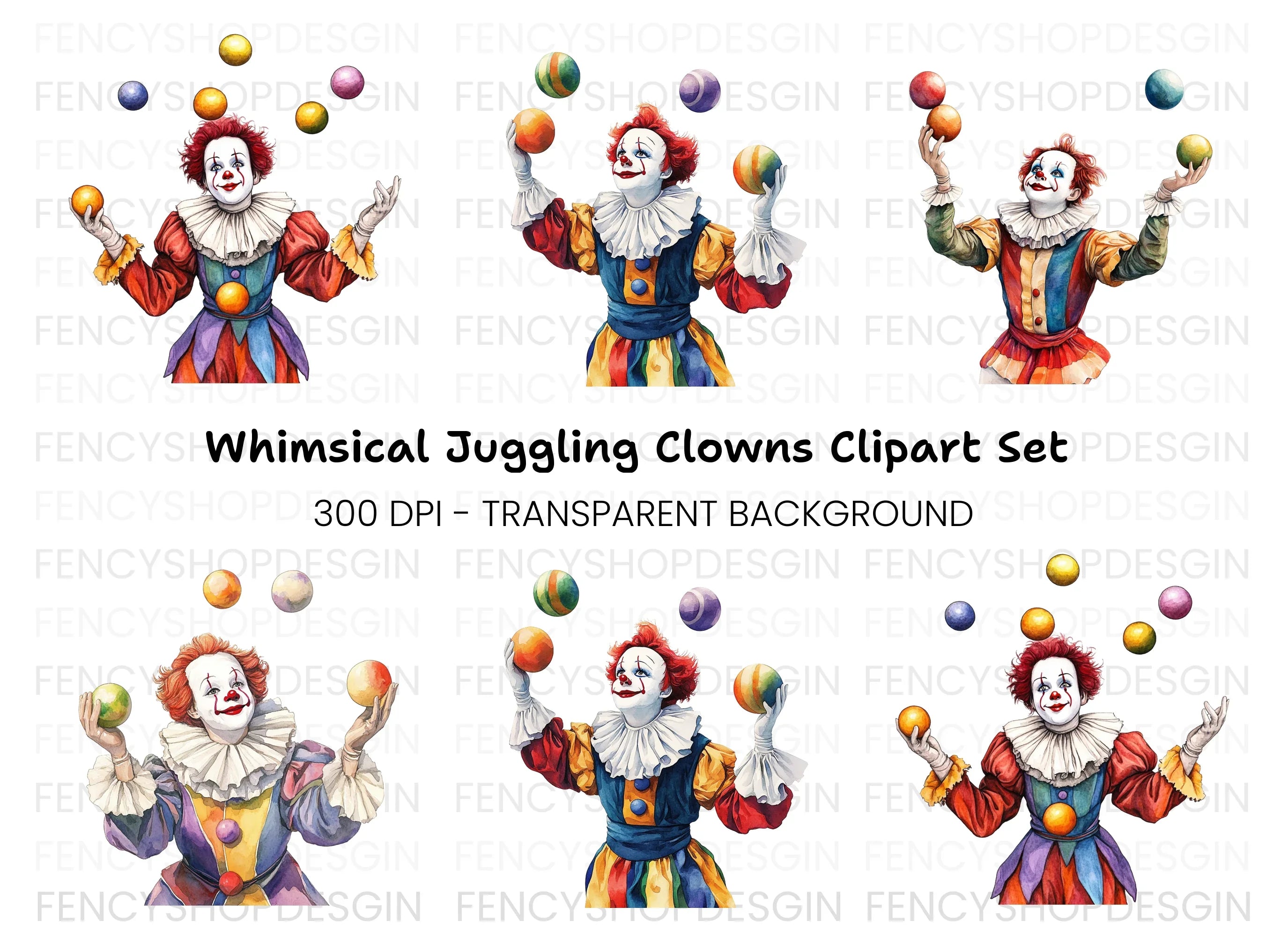 Juggling Clowns Clipart Bundle