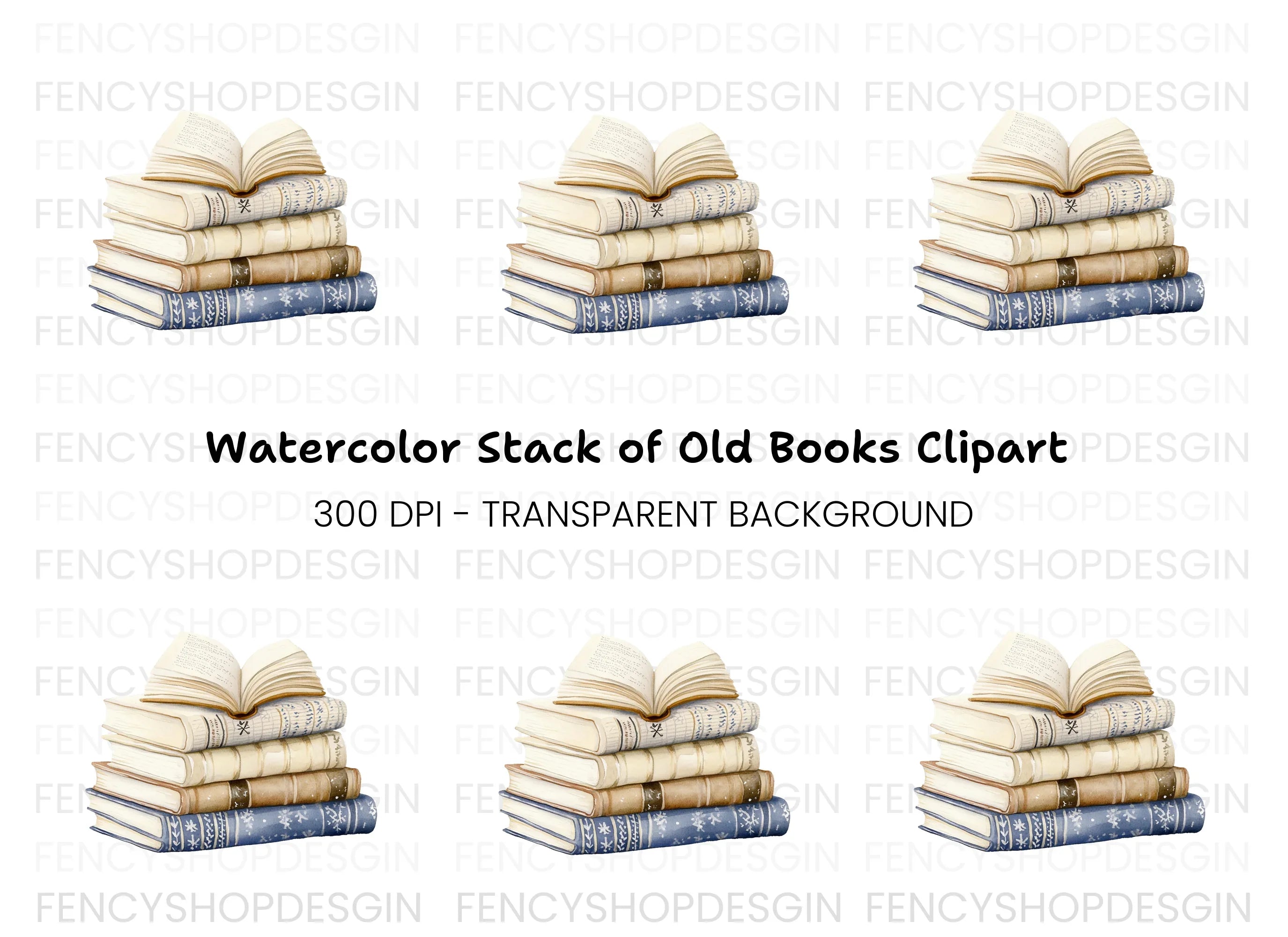 Vintage Books Clipart Bundle
