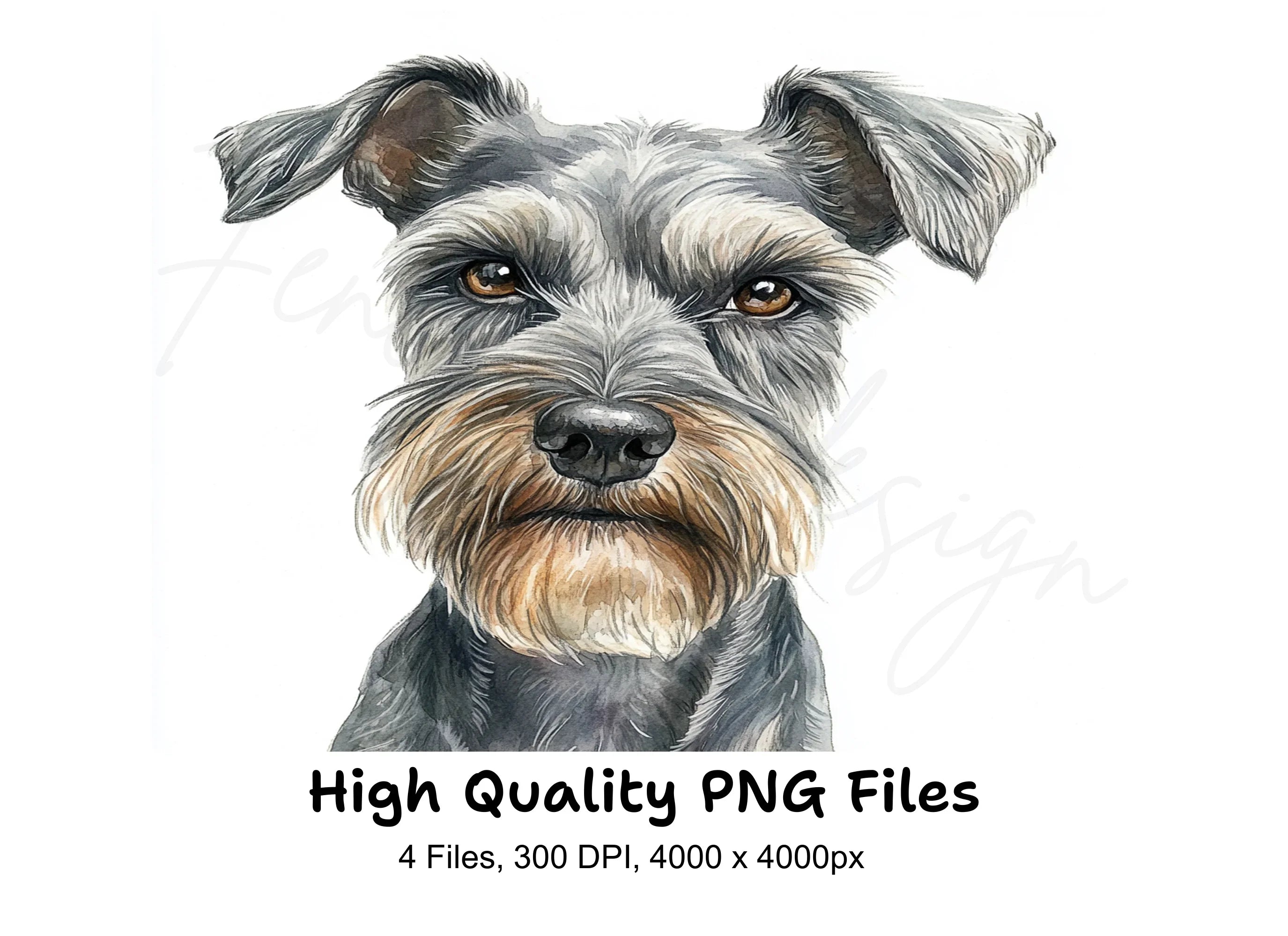 Miniature Schnauzer Face Clipart Bundle
