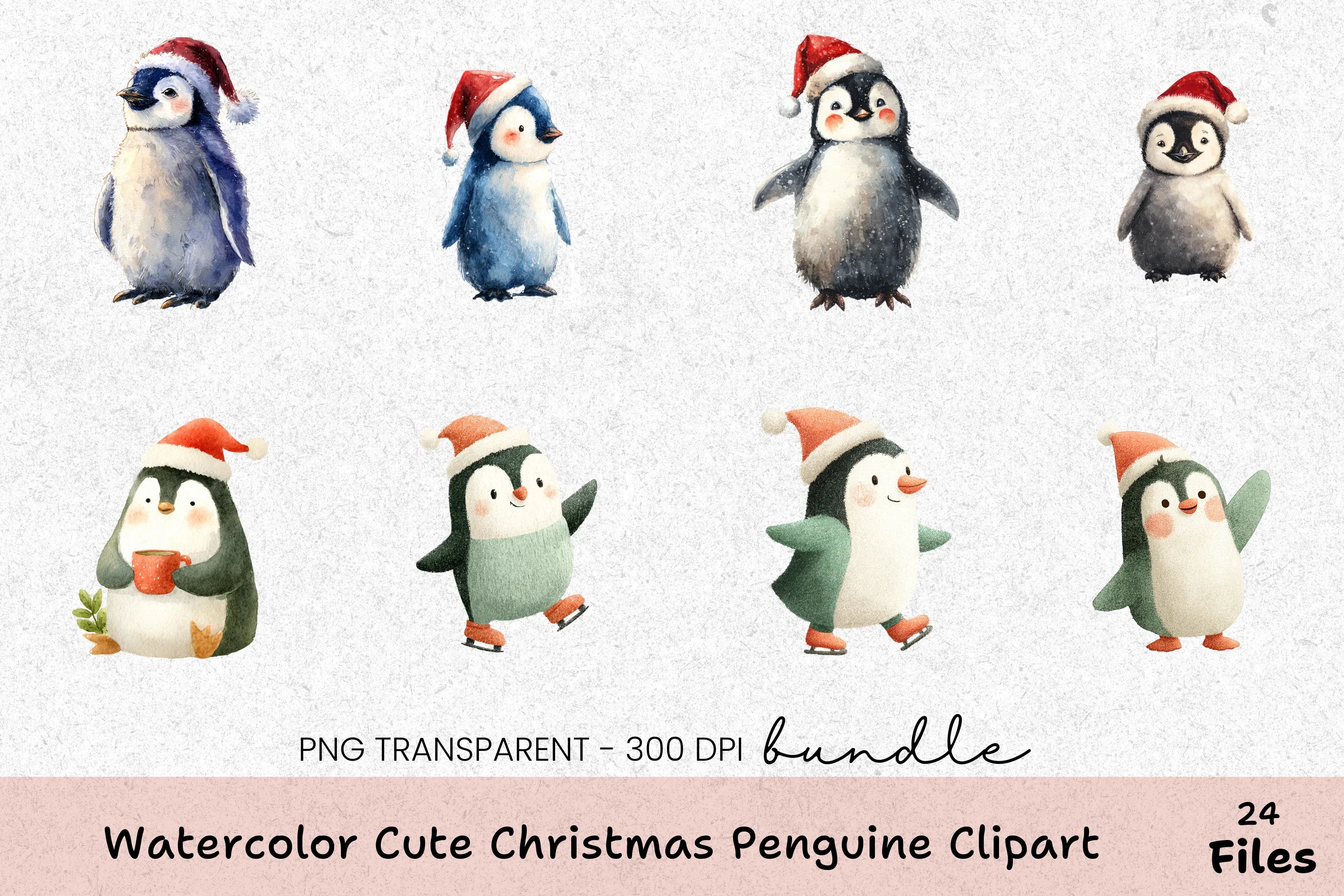 Cute Christmas Penguin Clipart Bundle - CraftNest - Digital Crafting and Art
