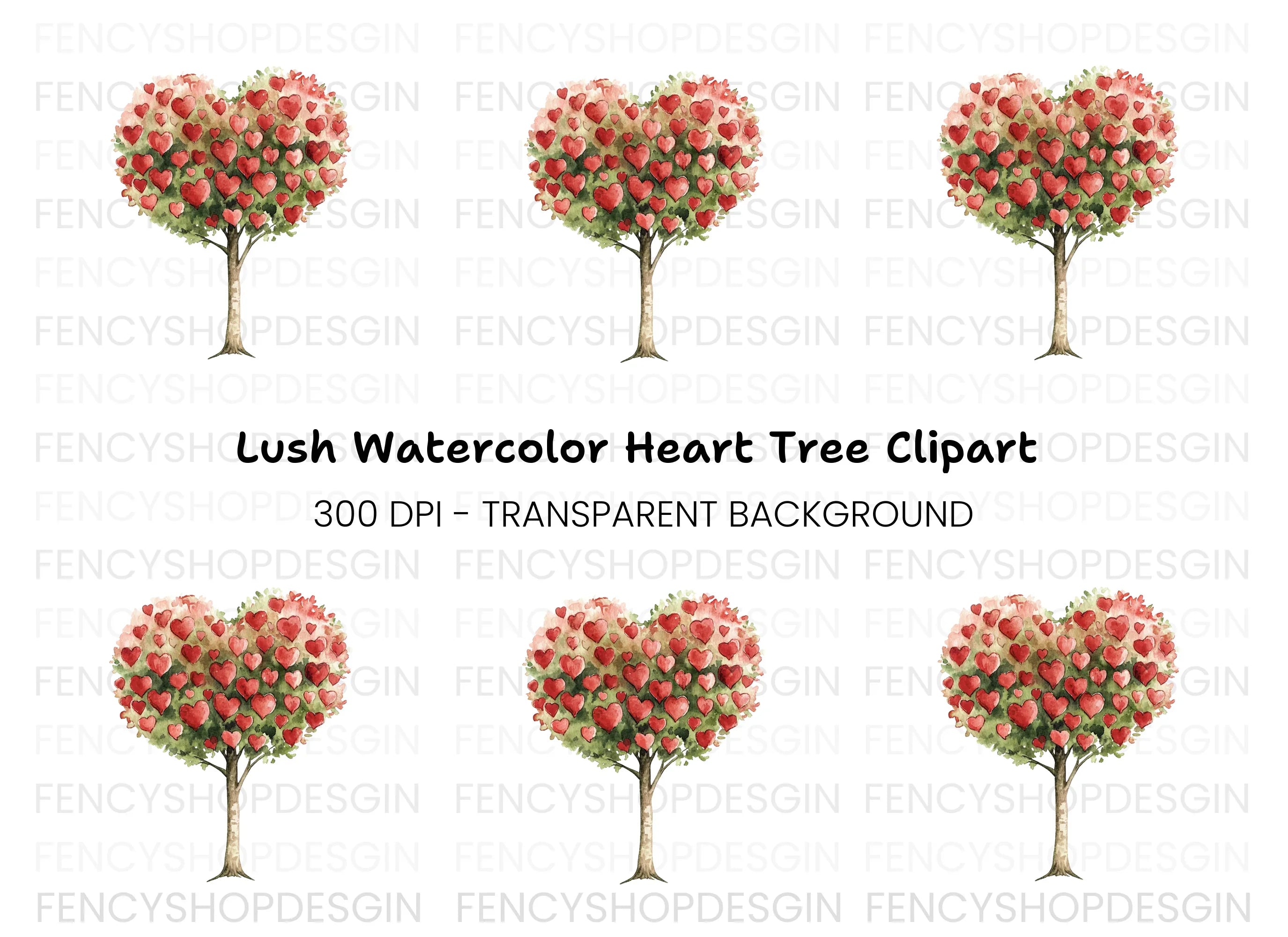 Heart Tree Clipart Bundle