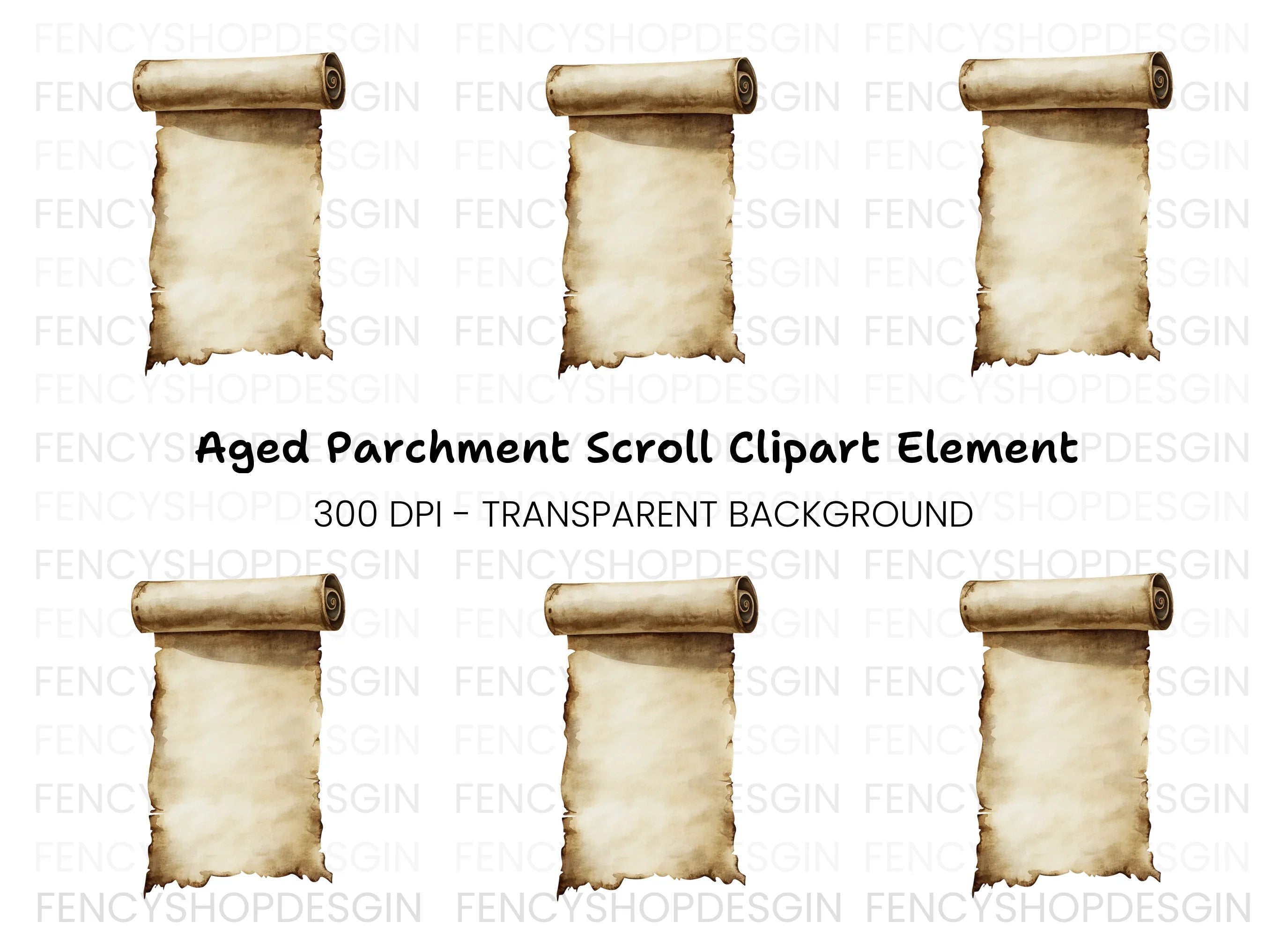 Aged Scroll Blank Space Clipart Bundle