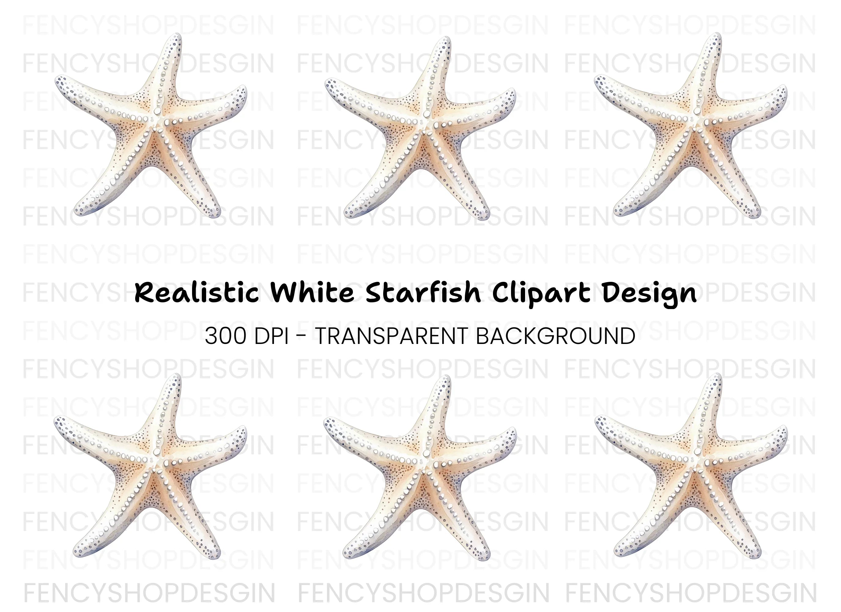 White Starfish Clipart Bundle