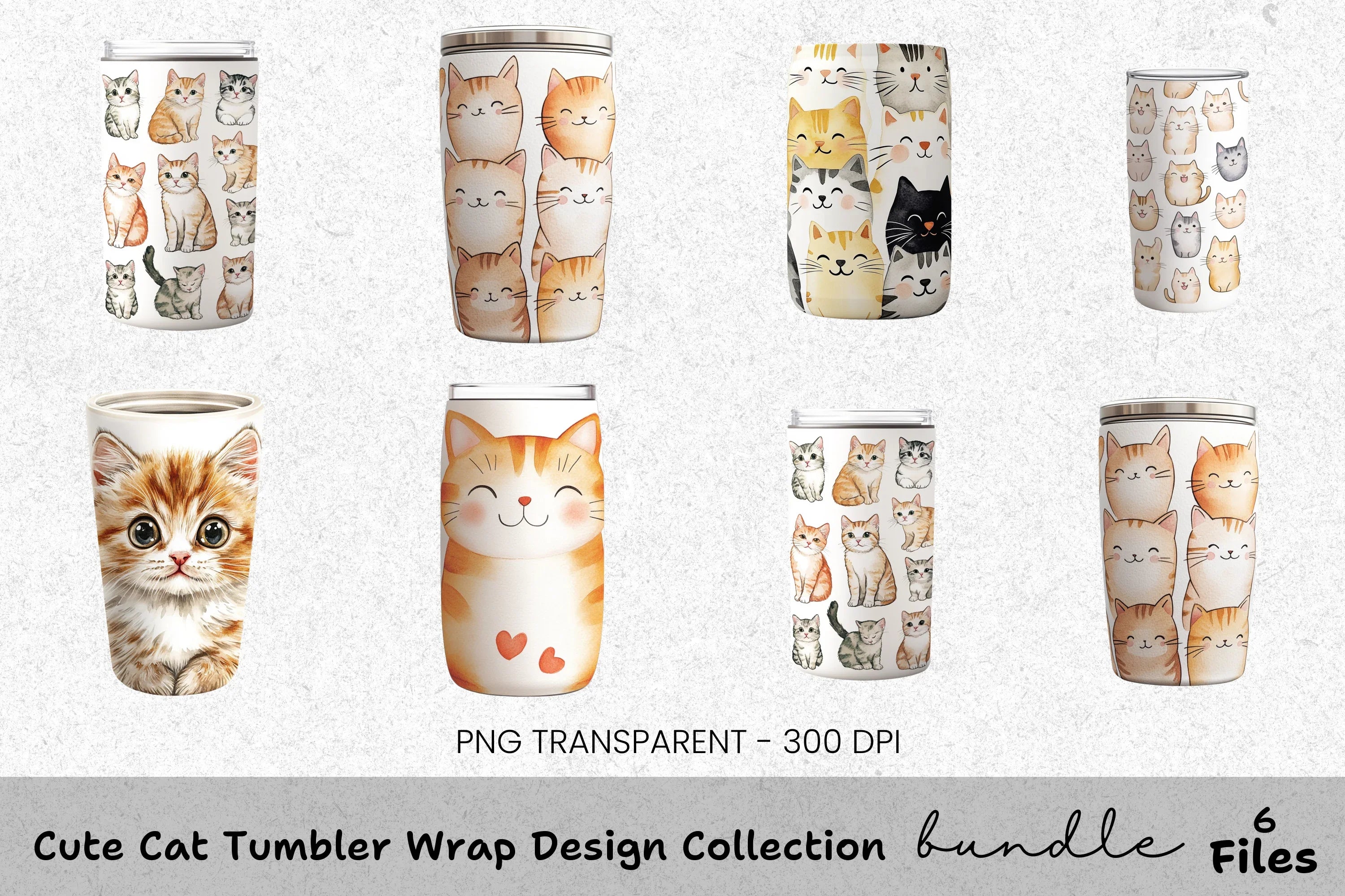 Cute Cat Tumbler Clipart Bundle