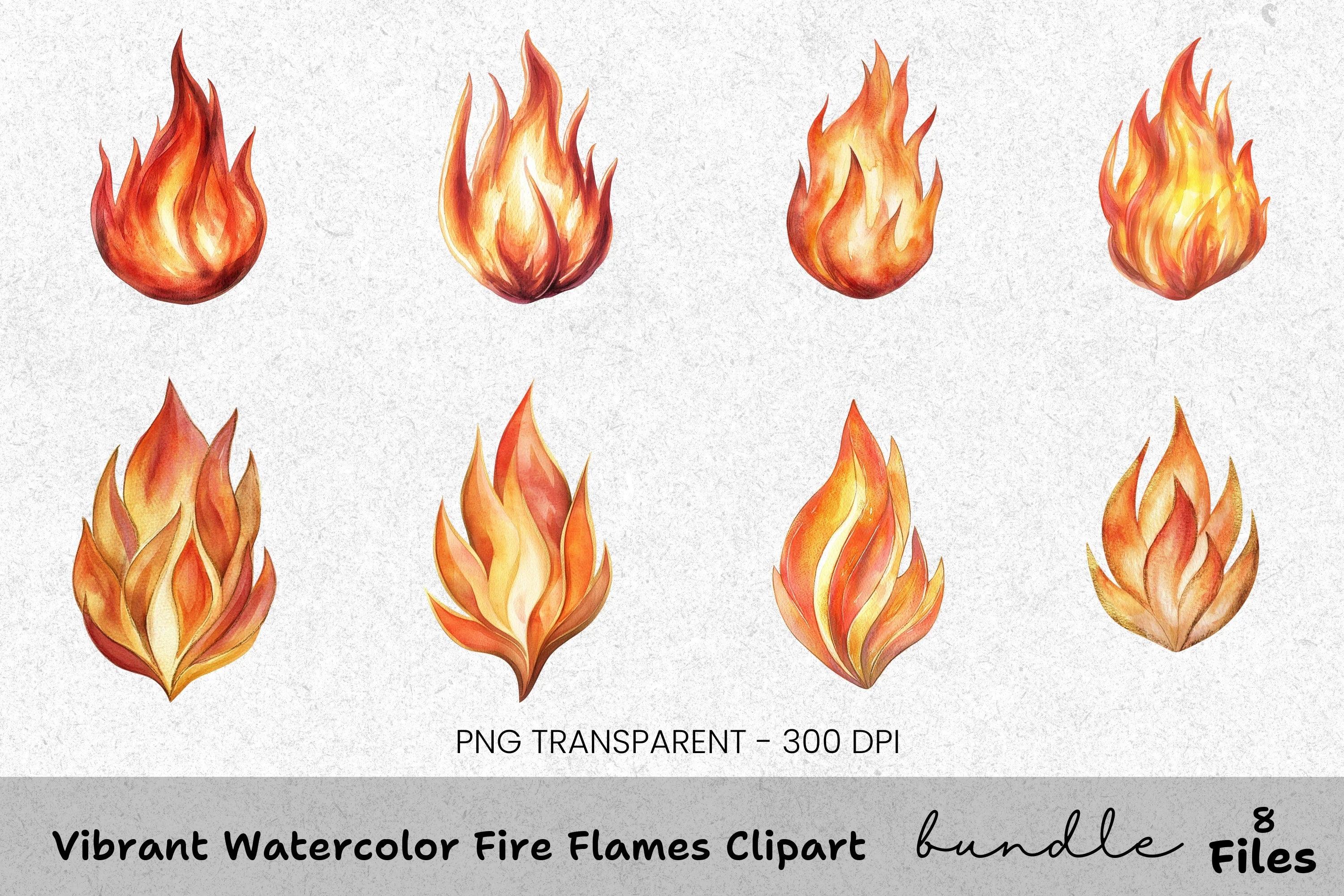 Vibrant Fire Flames Clipart Bundle