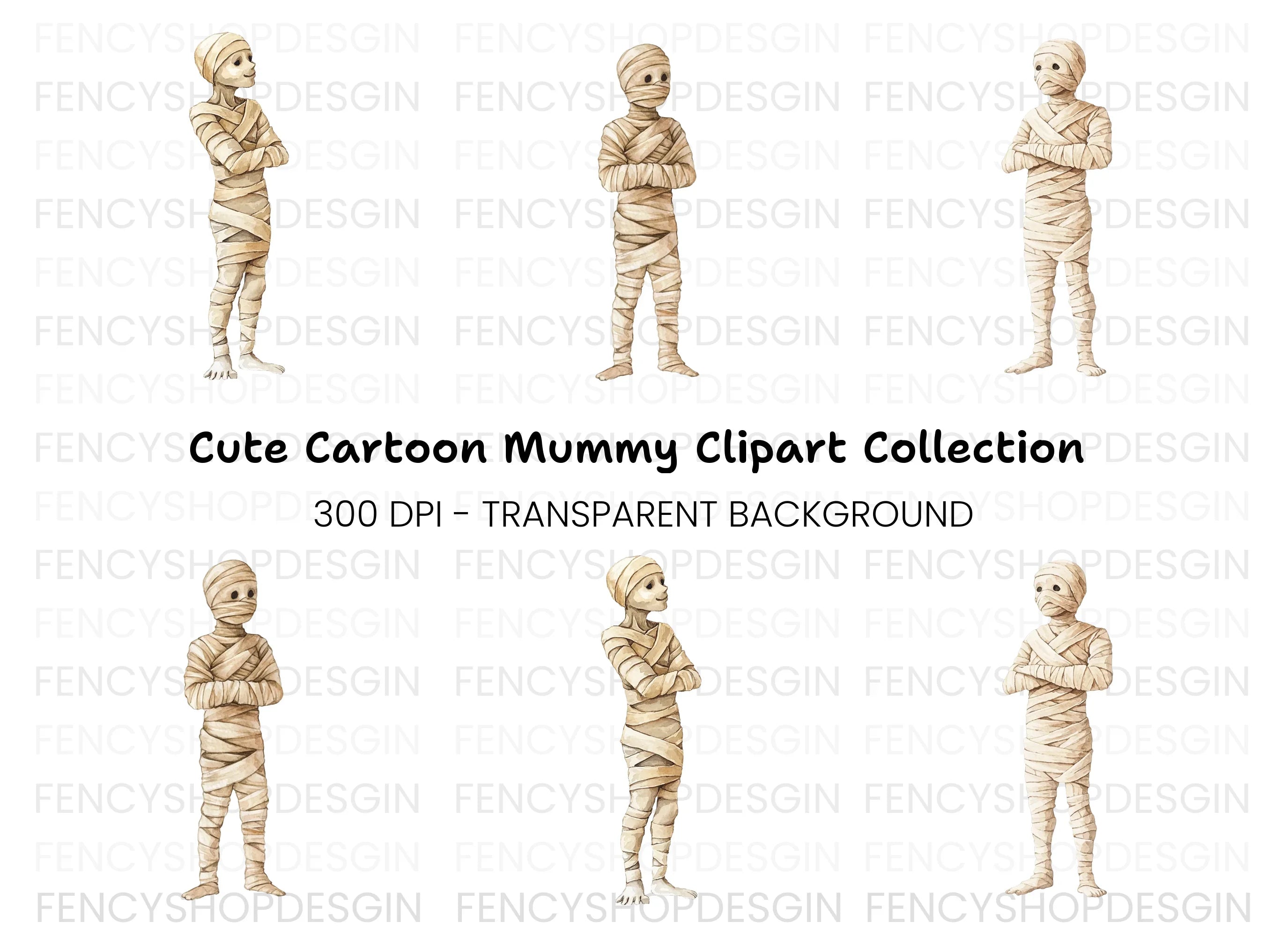 Cute Mummy Halloween Clipart Bundle