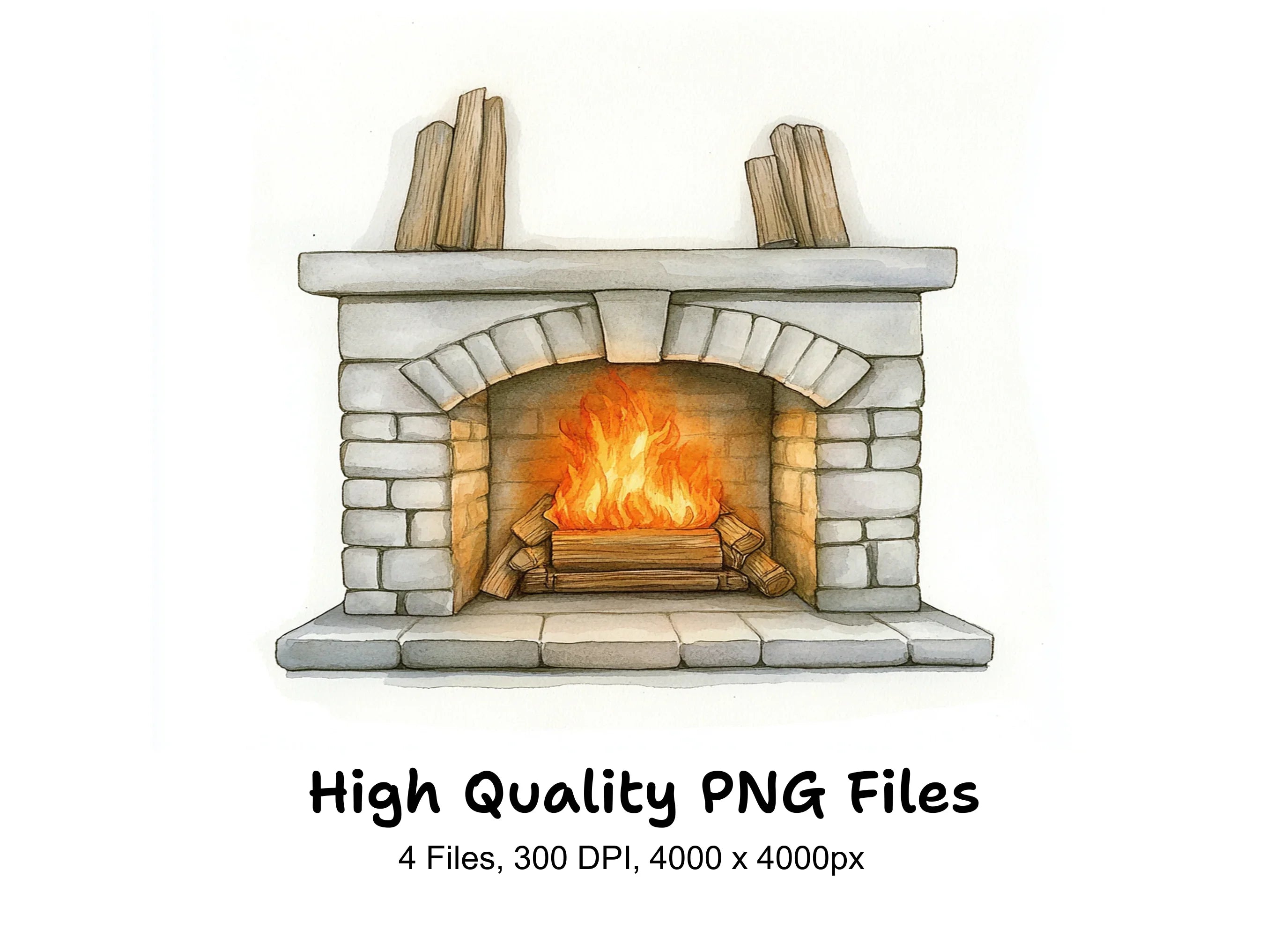 Cozy Fireplace Clipart Bundle