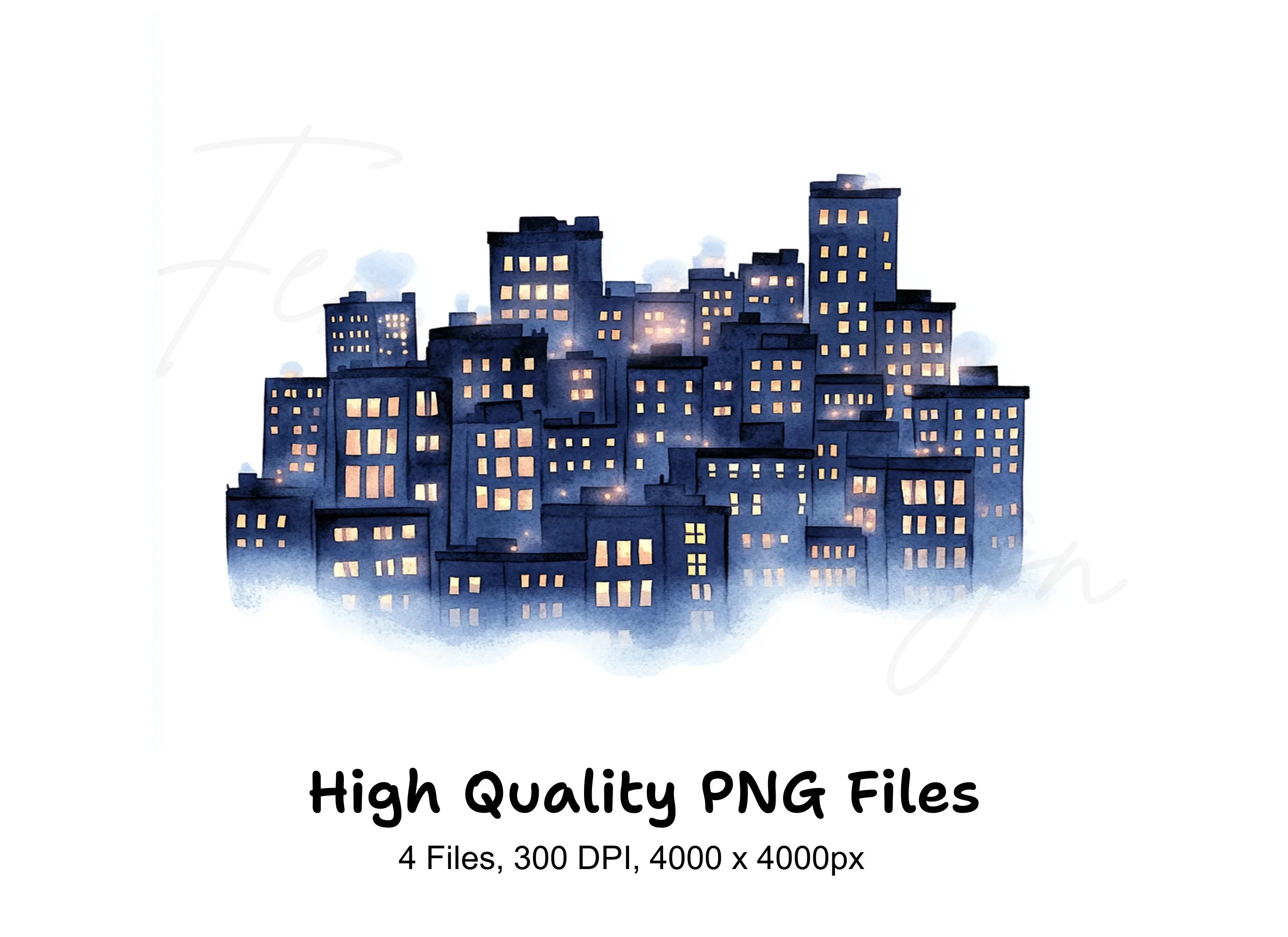 Cozy Night City Clipart Bundle