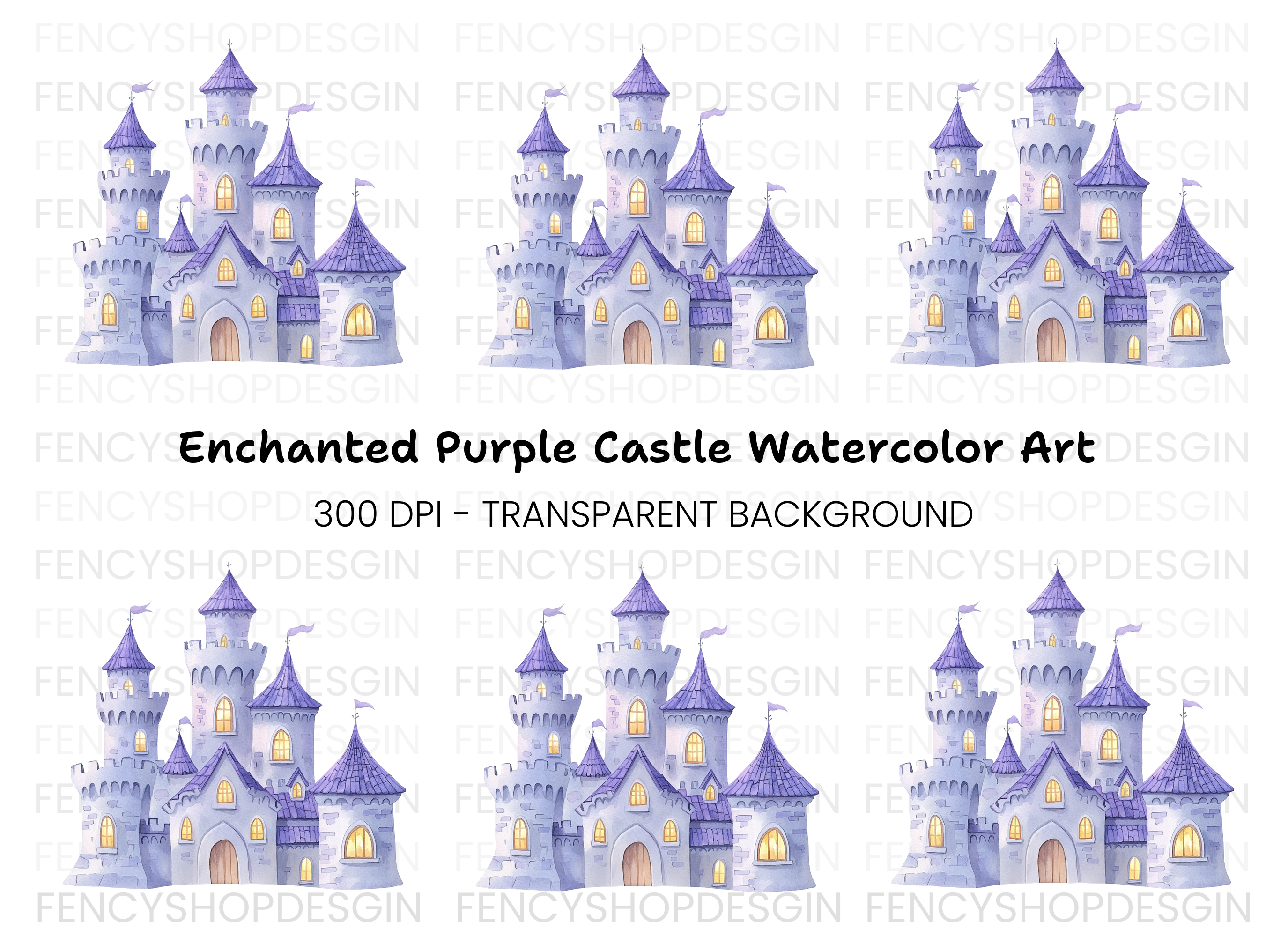 Enchanted Purple Castle Clipart Bundle