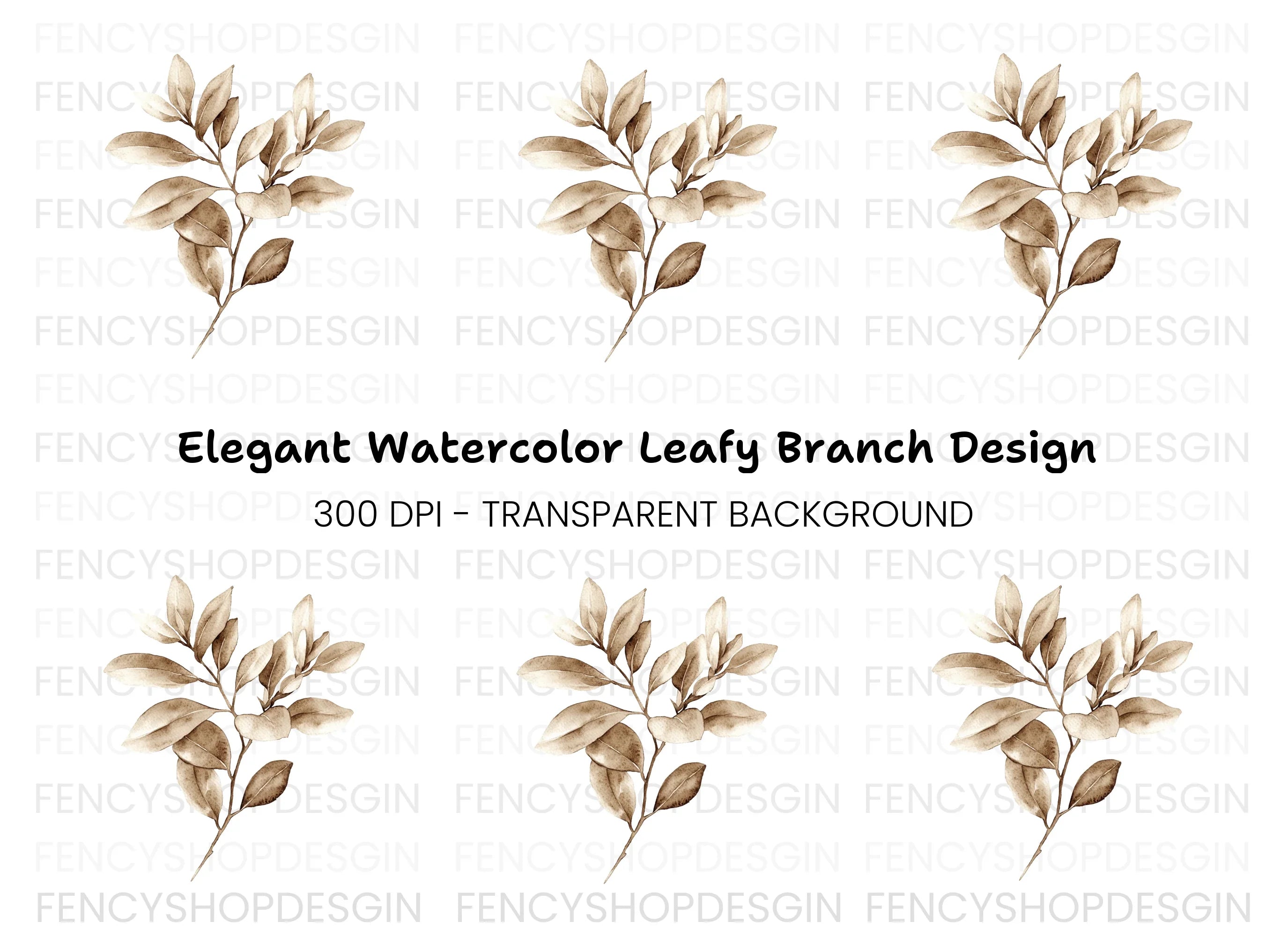 Sepia Leaf Branch Clipart Bundle